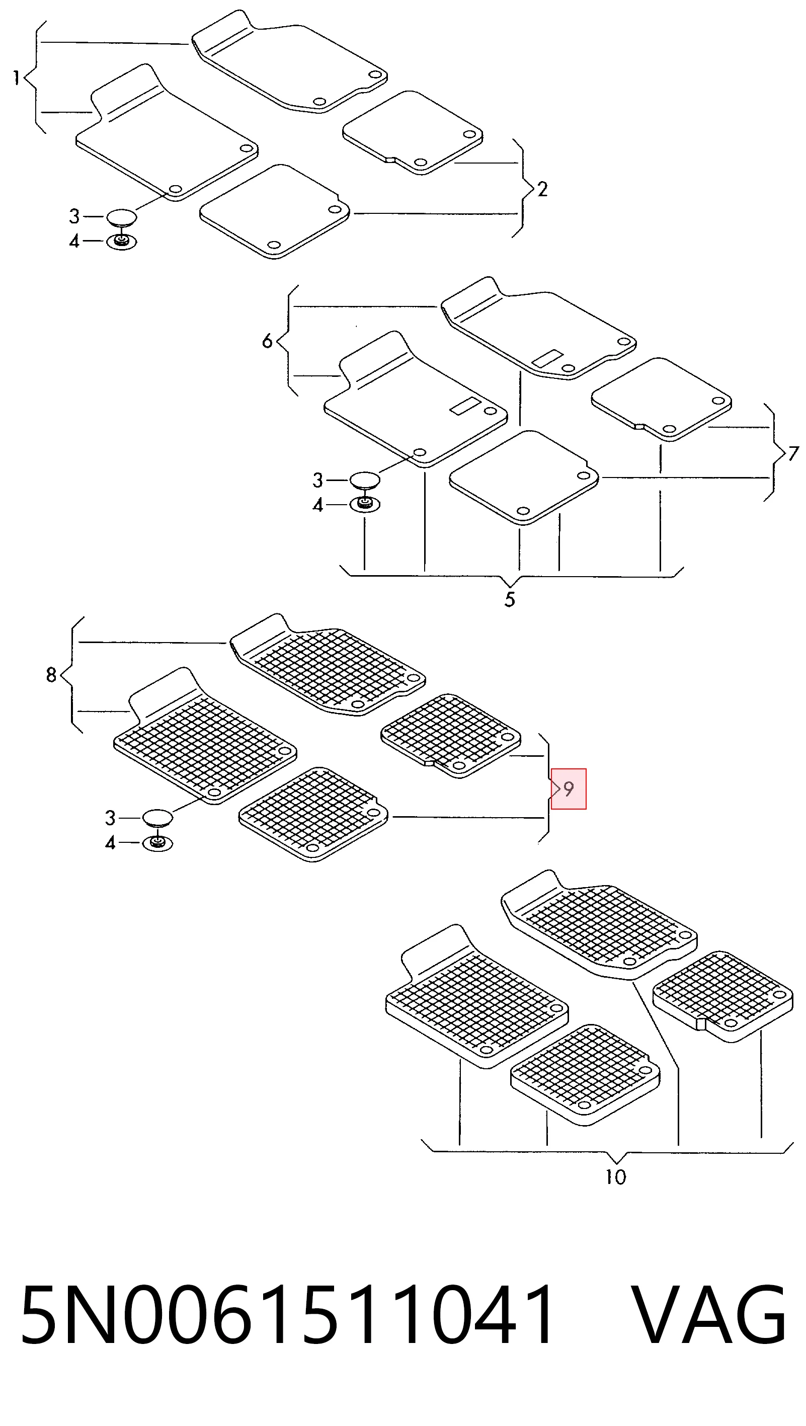 5N0061511041 VAG Килими салону
