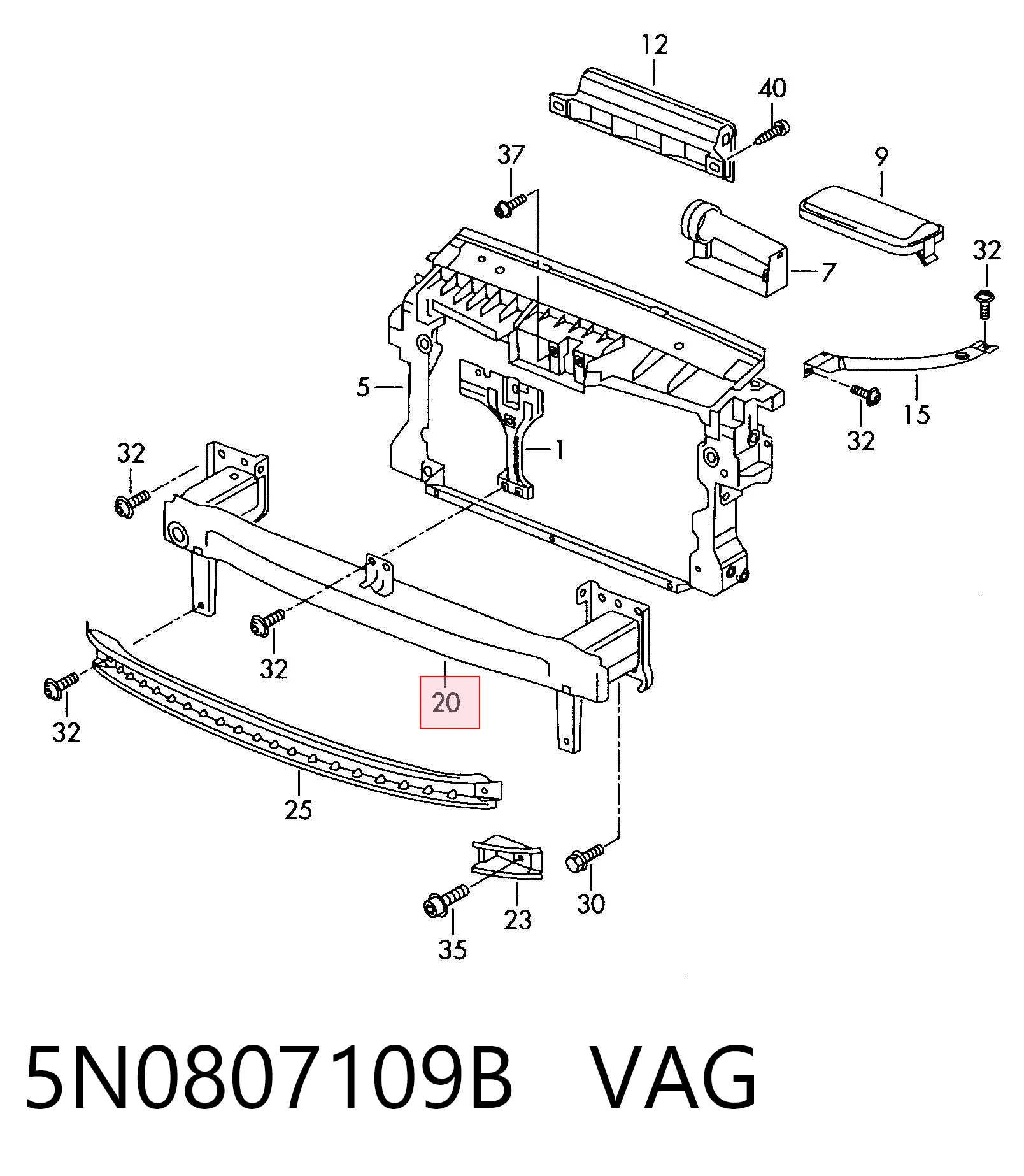 KH9548940 Starline Балка бампера переднього