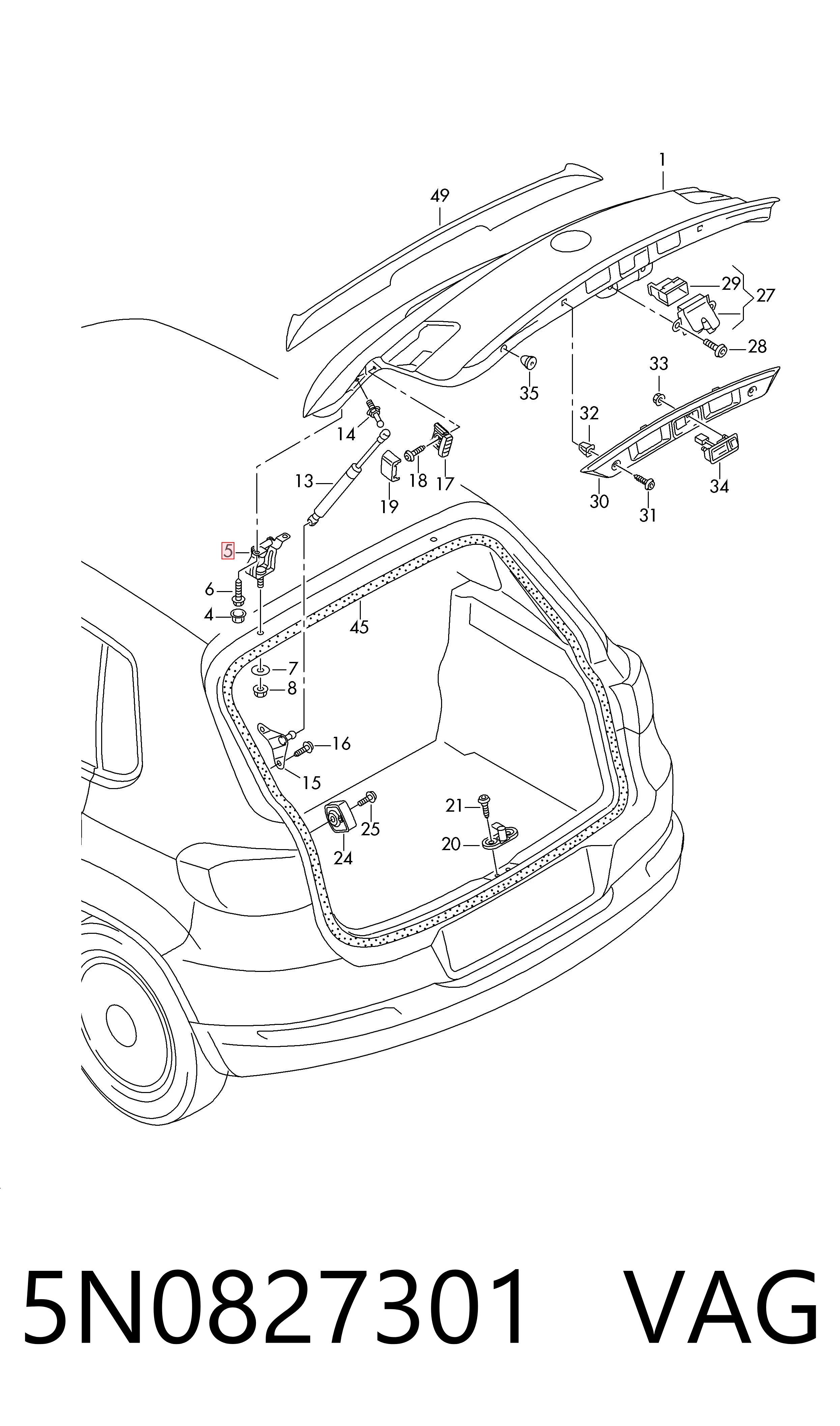 5N0827301 VAG Петля багажника