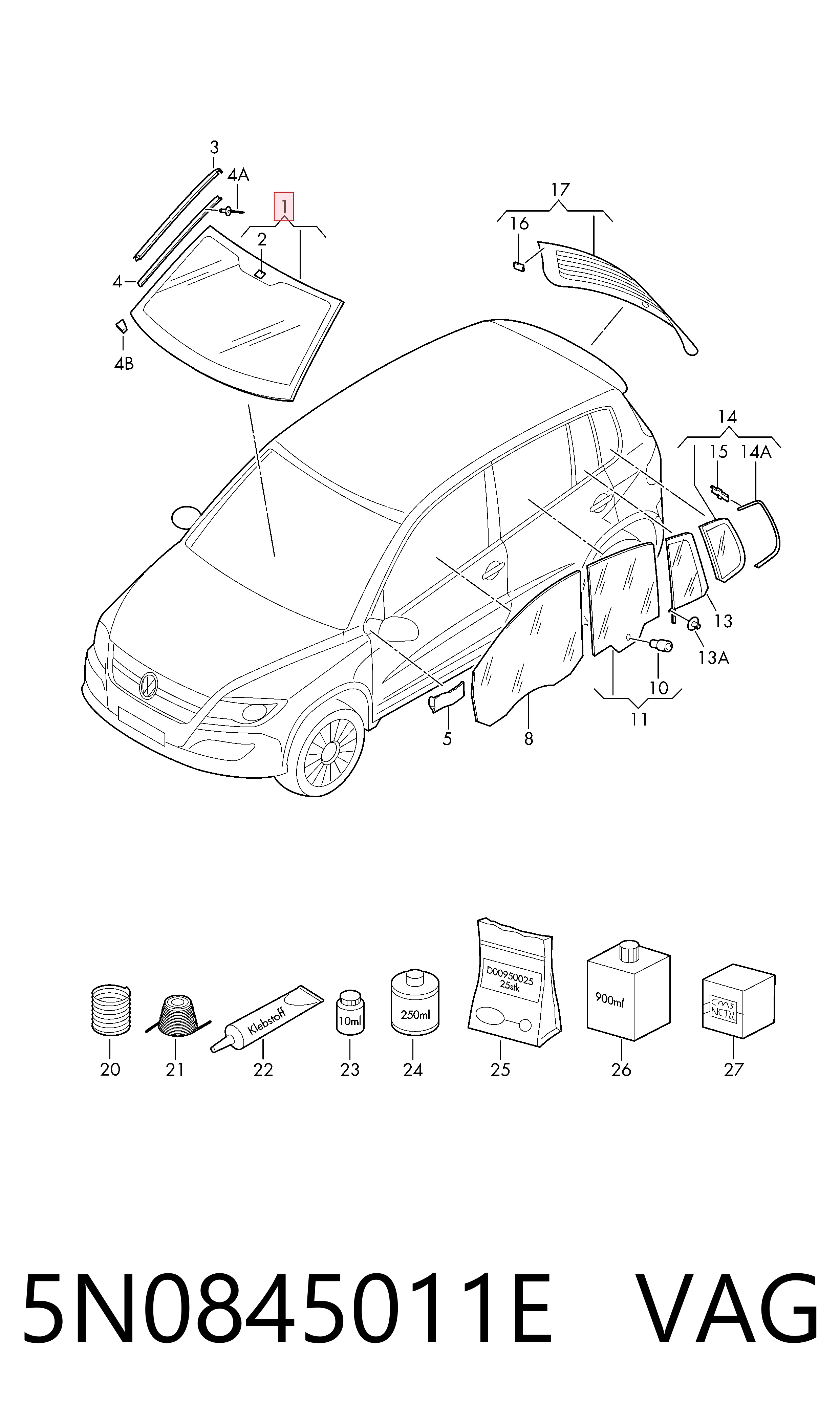 5N0845011E VAG Автомобільне скло