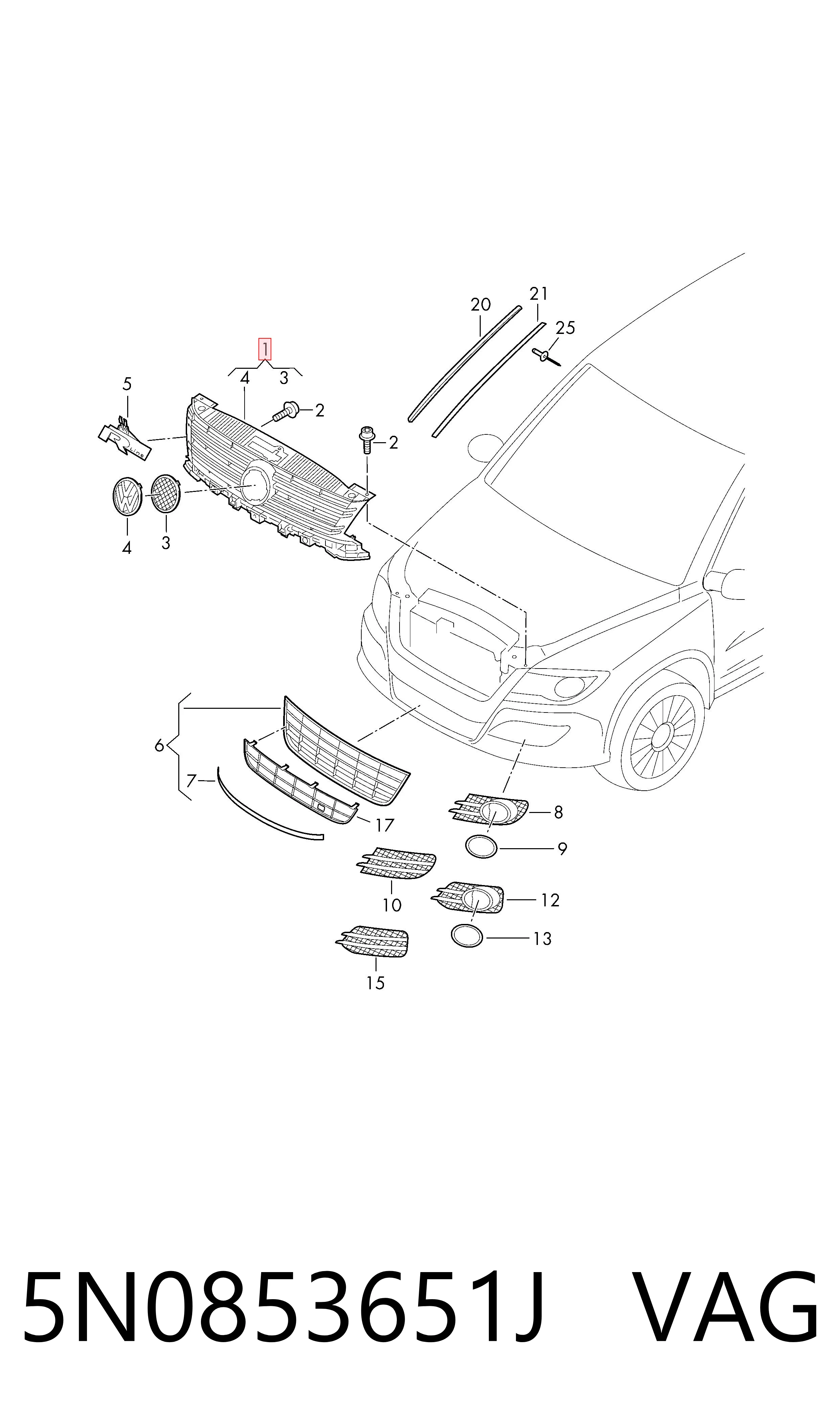 Решітка Volkswagen Tiguan I
