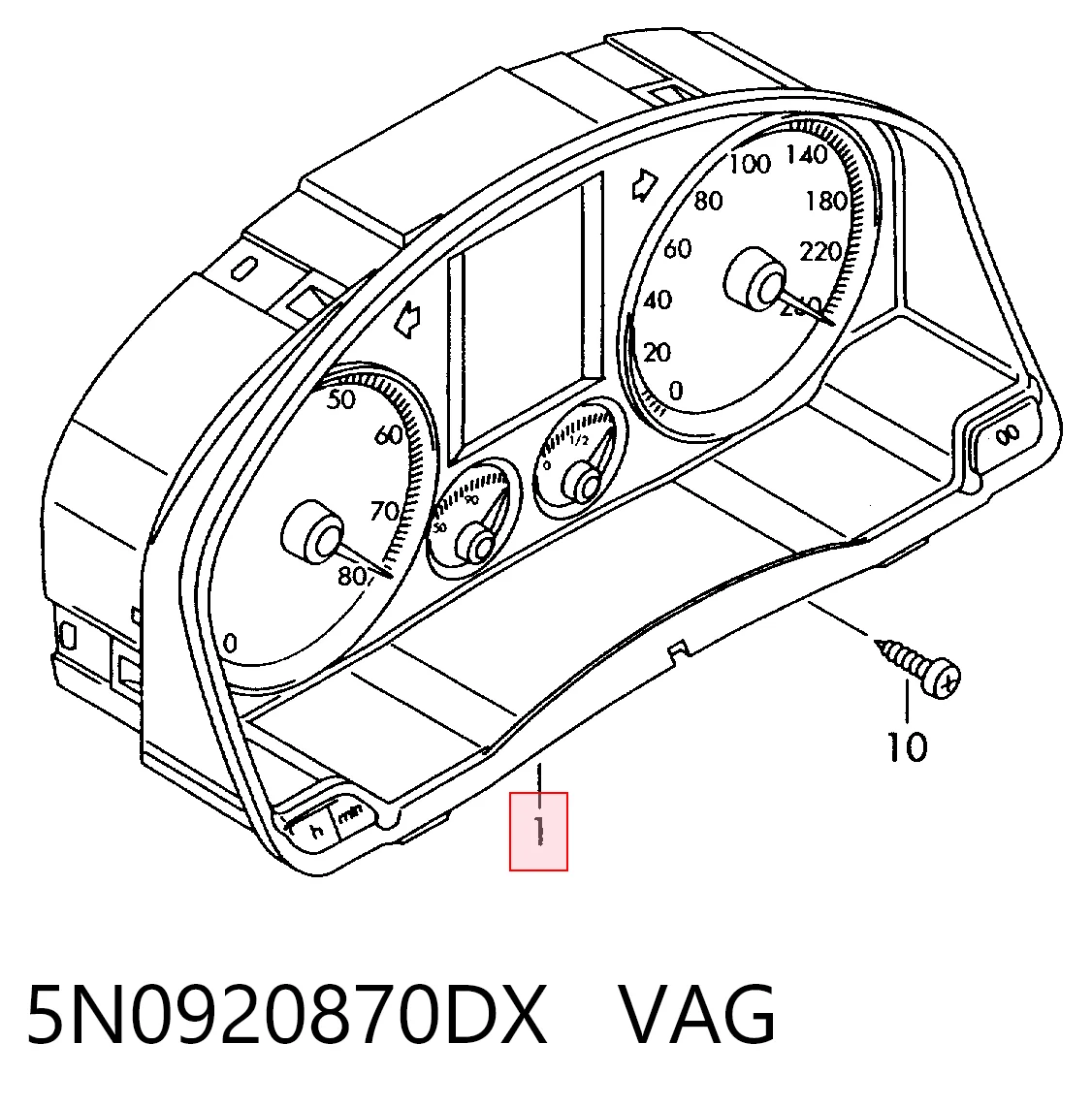 5N0920870DX VAG Щиток приладів додатковий