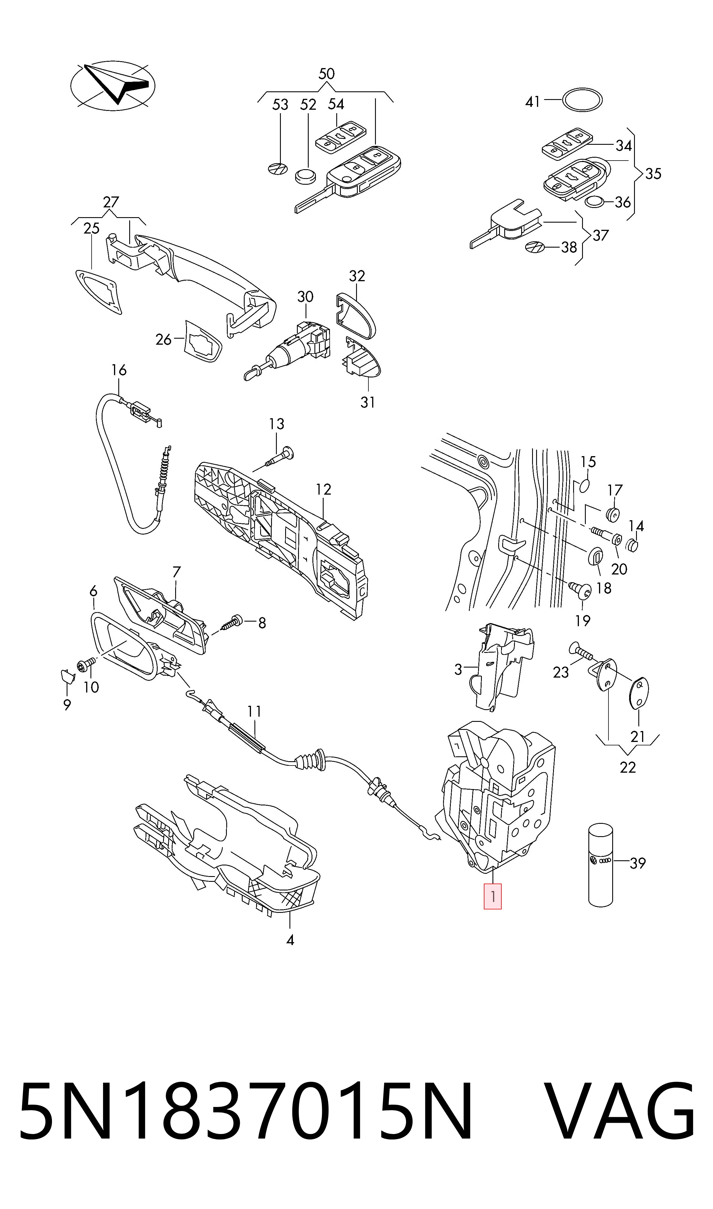 Замок передньої двері, лівої Volkswagen AMAROK пікап (2HA, 2HB, S1B, S6B, S7A, S7B) (2010 - 2026) ціна, від 42.52 USD