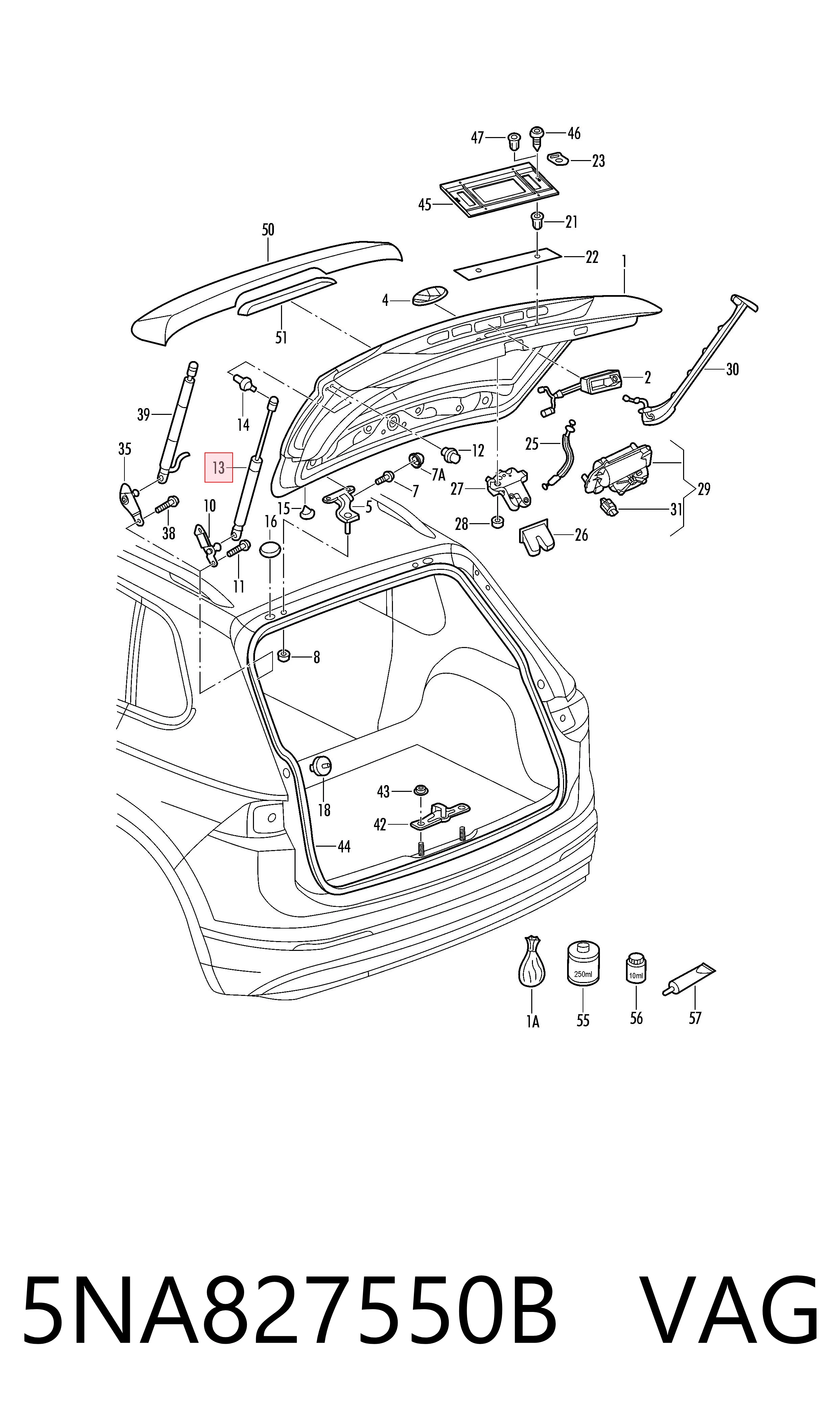 Амортизатор кришки багажника Volkswagen Tiguan Allspace 