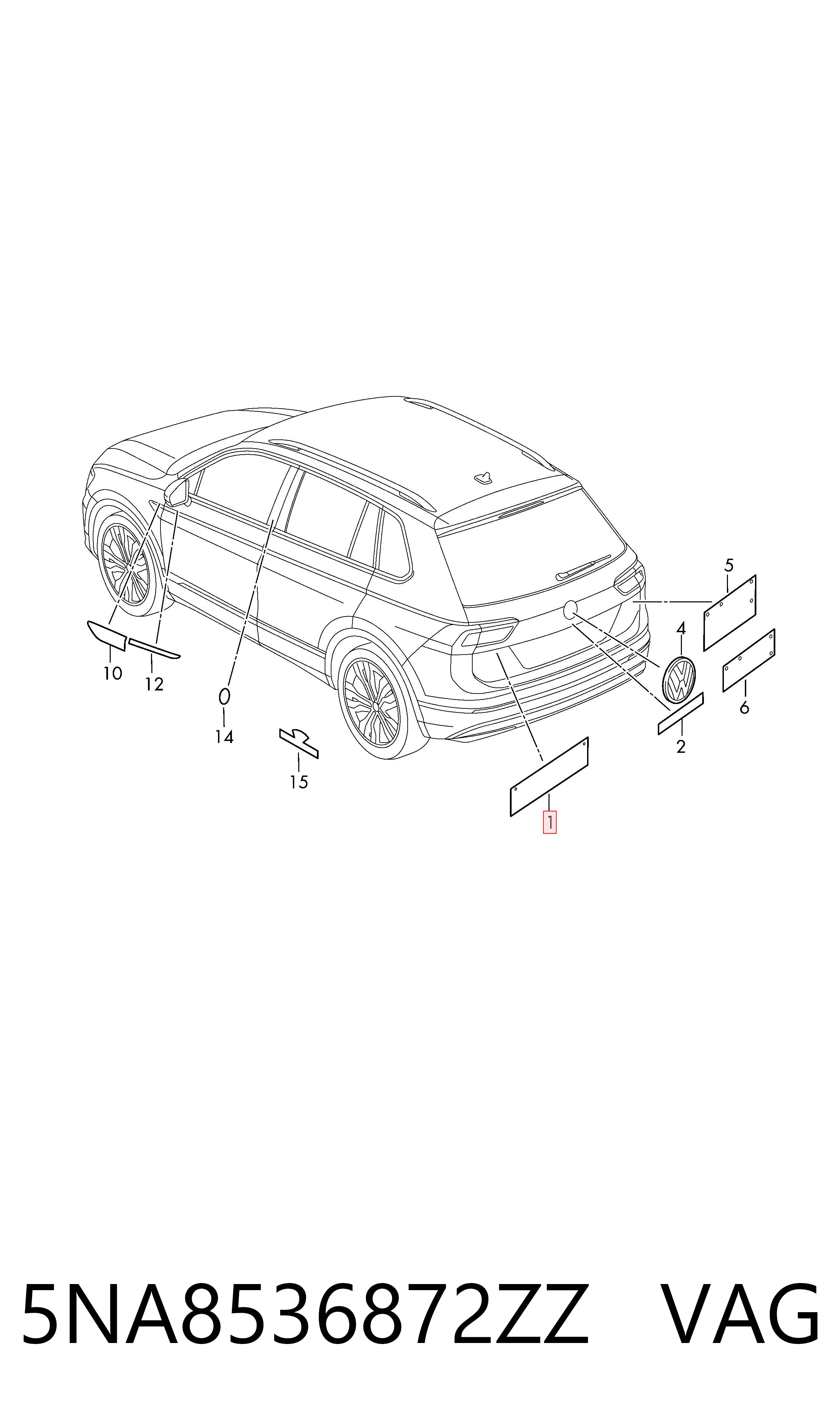 5NA8536872ZZ VAG Емблема кришки багажника, фірмовий значок