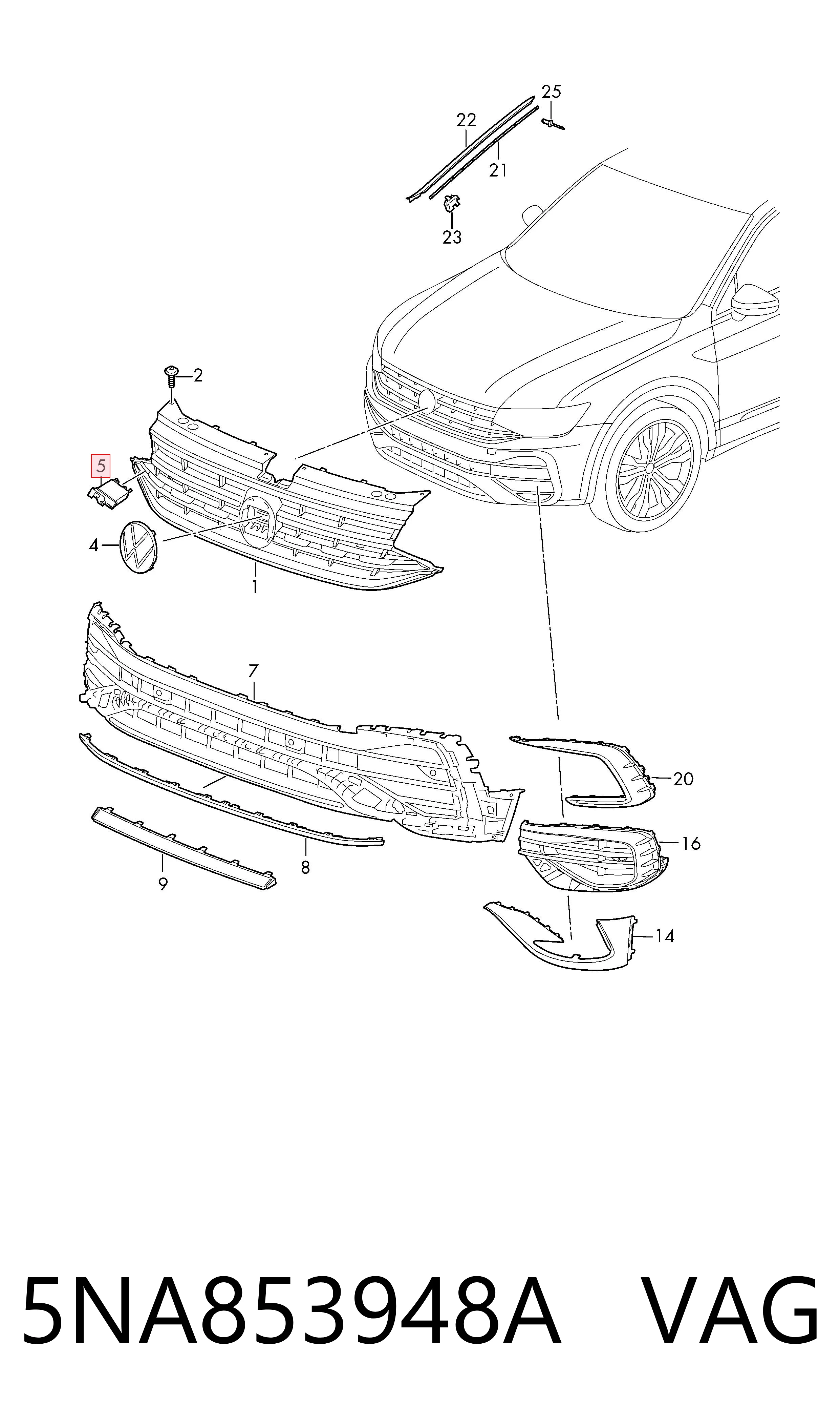  VAG 5NA853948A ціна, від 68.54 USD
