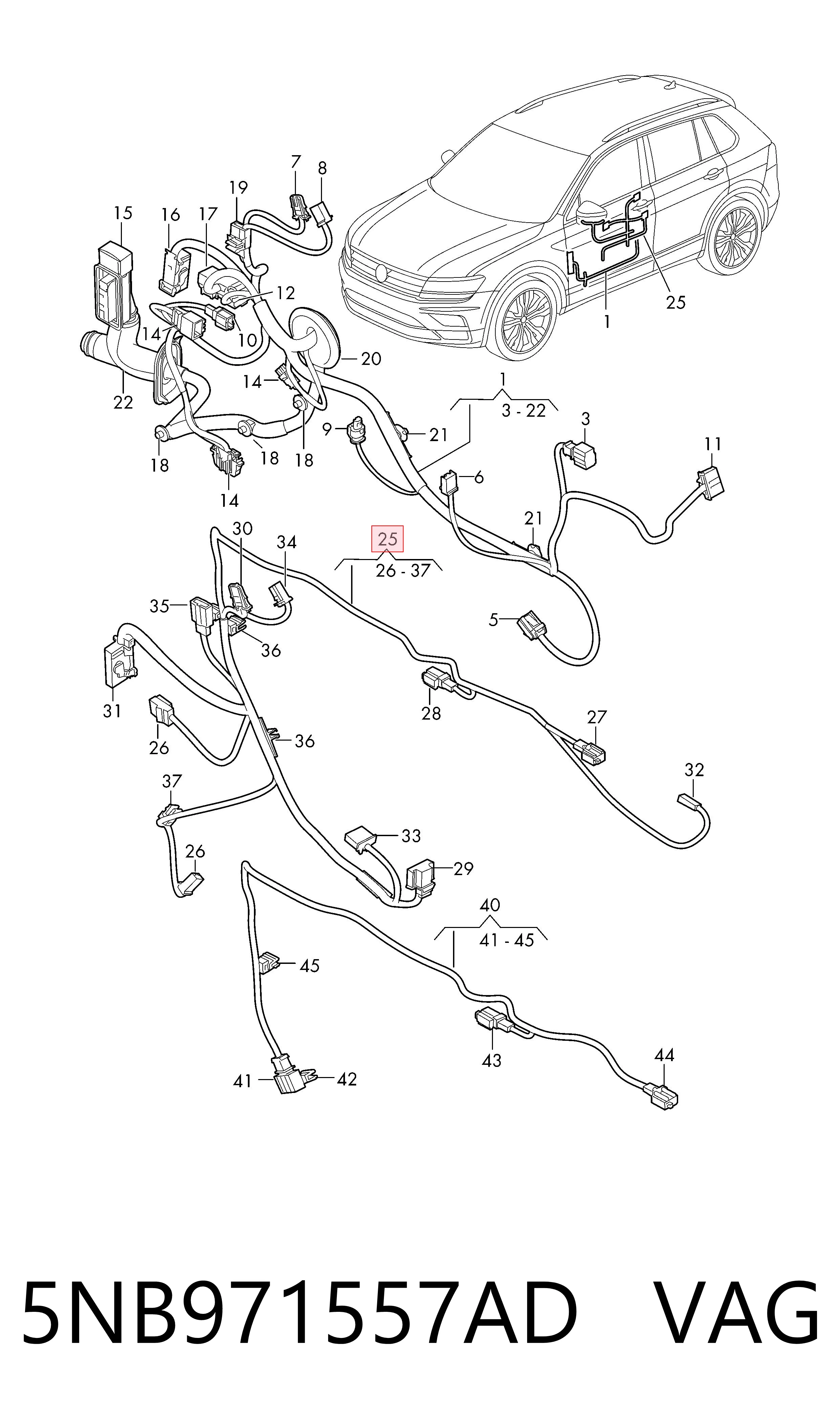5NB971557AD VAG Джгут проводів передньої двері