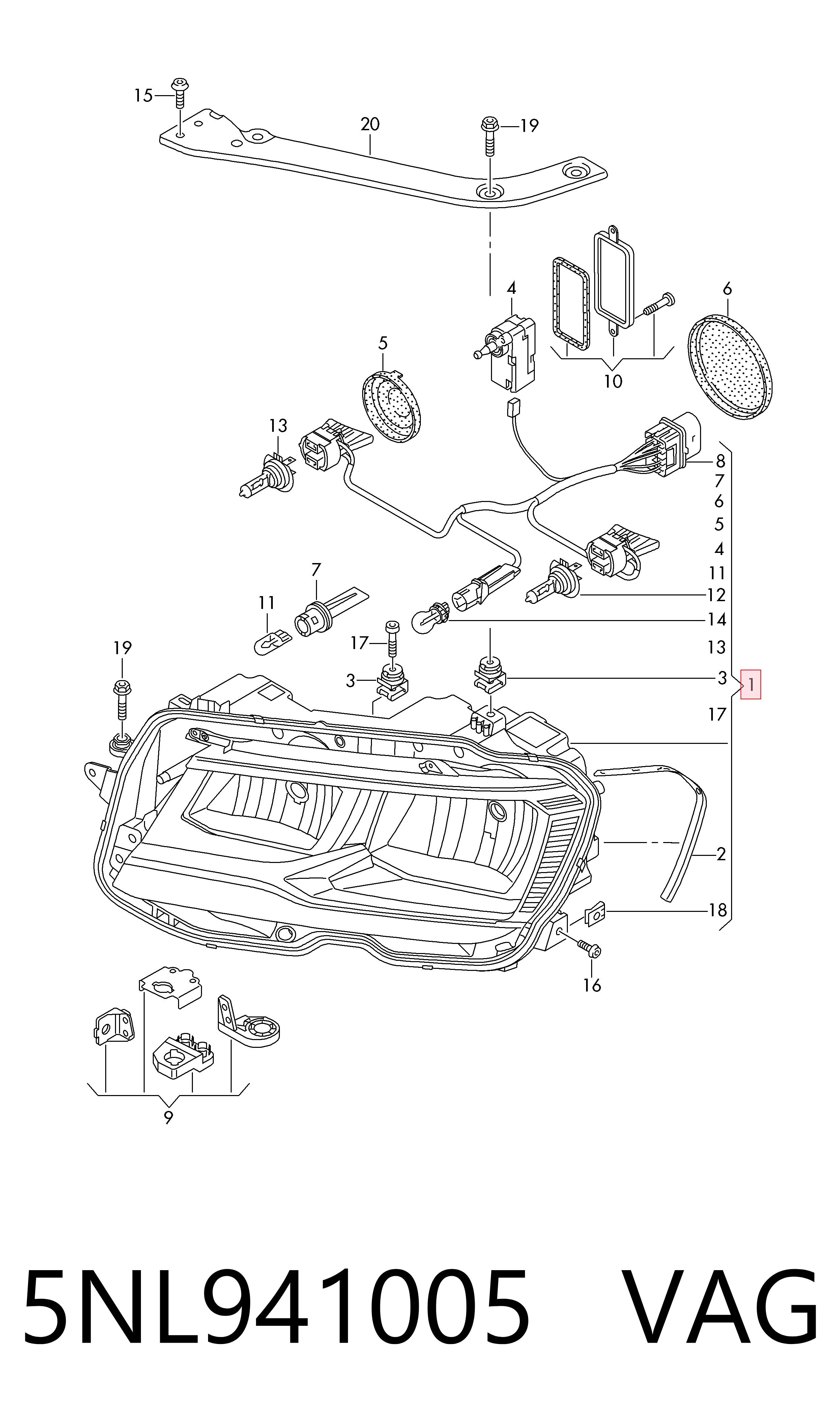 Фари VAG 5NL941005 ціна, від 195.63 USD