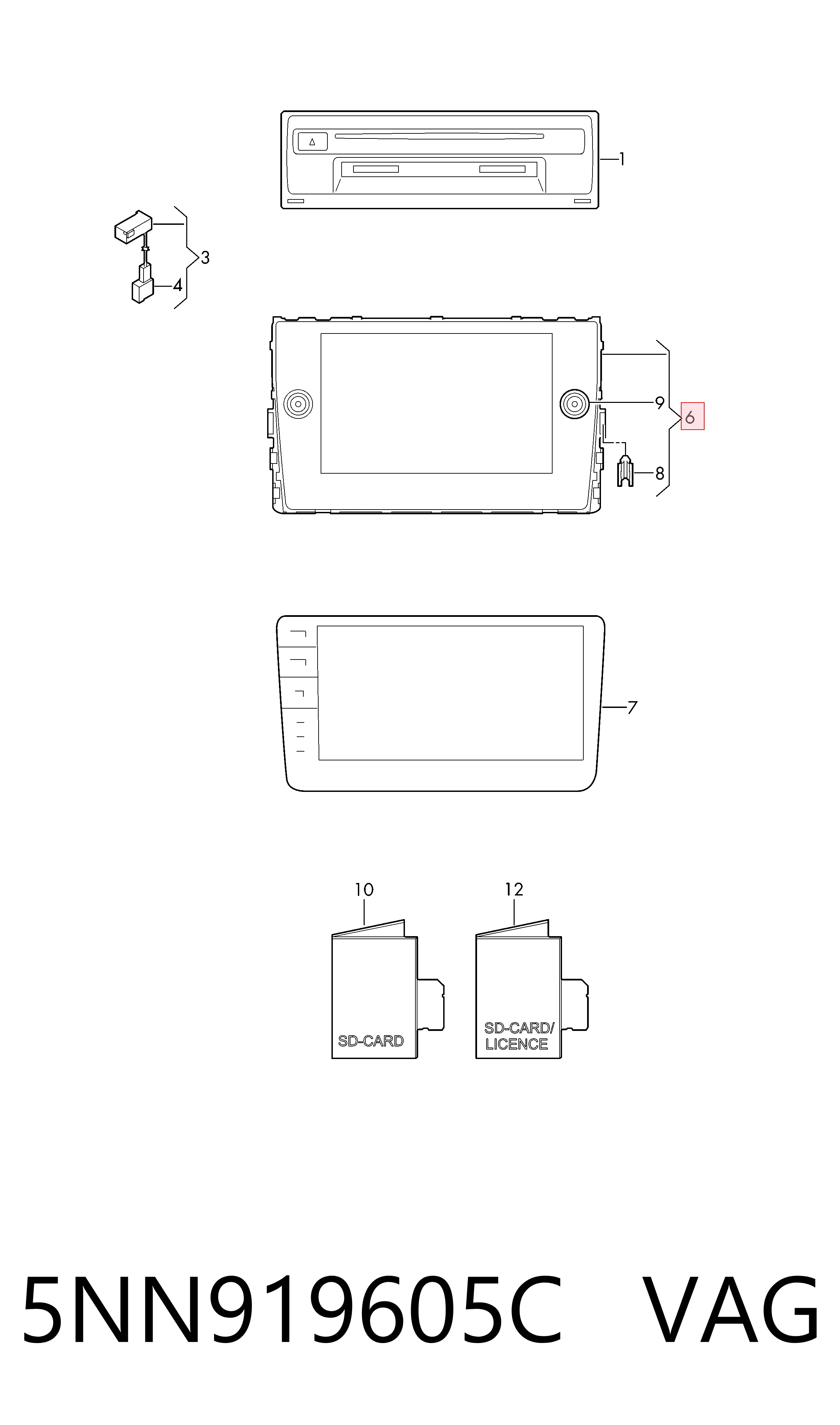 Дисплей бортового комп'ютера VAG 5NN919605C ціна, від 75.99 USD