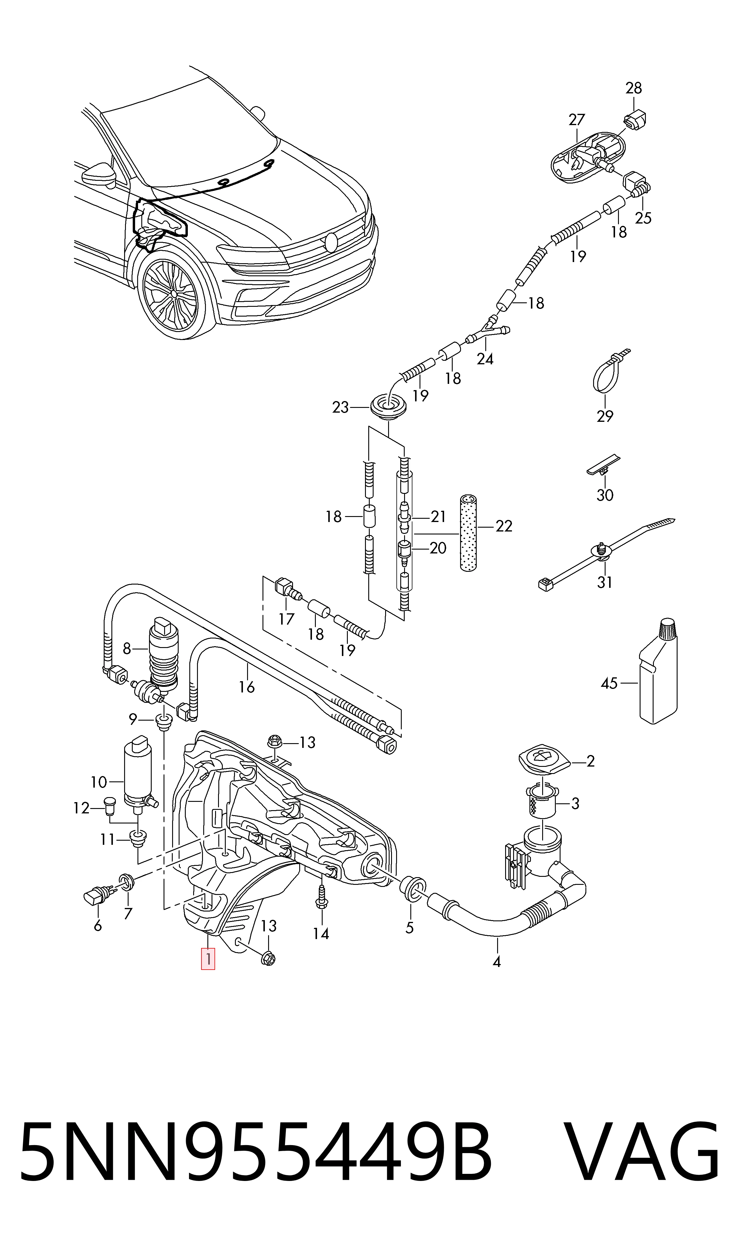 Бачок склоомивача на Volkswagen Tiguan Allspace  BW2, BJ2