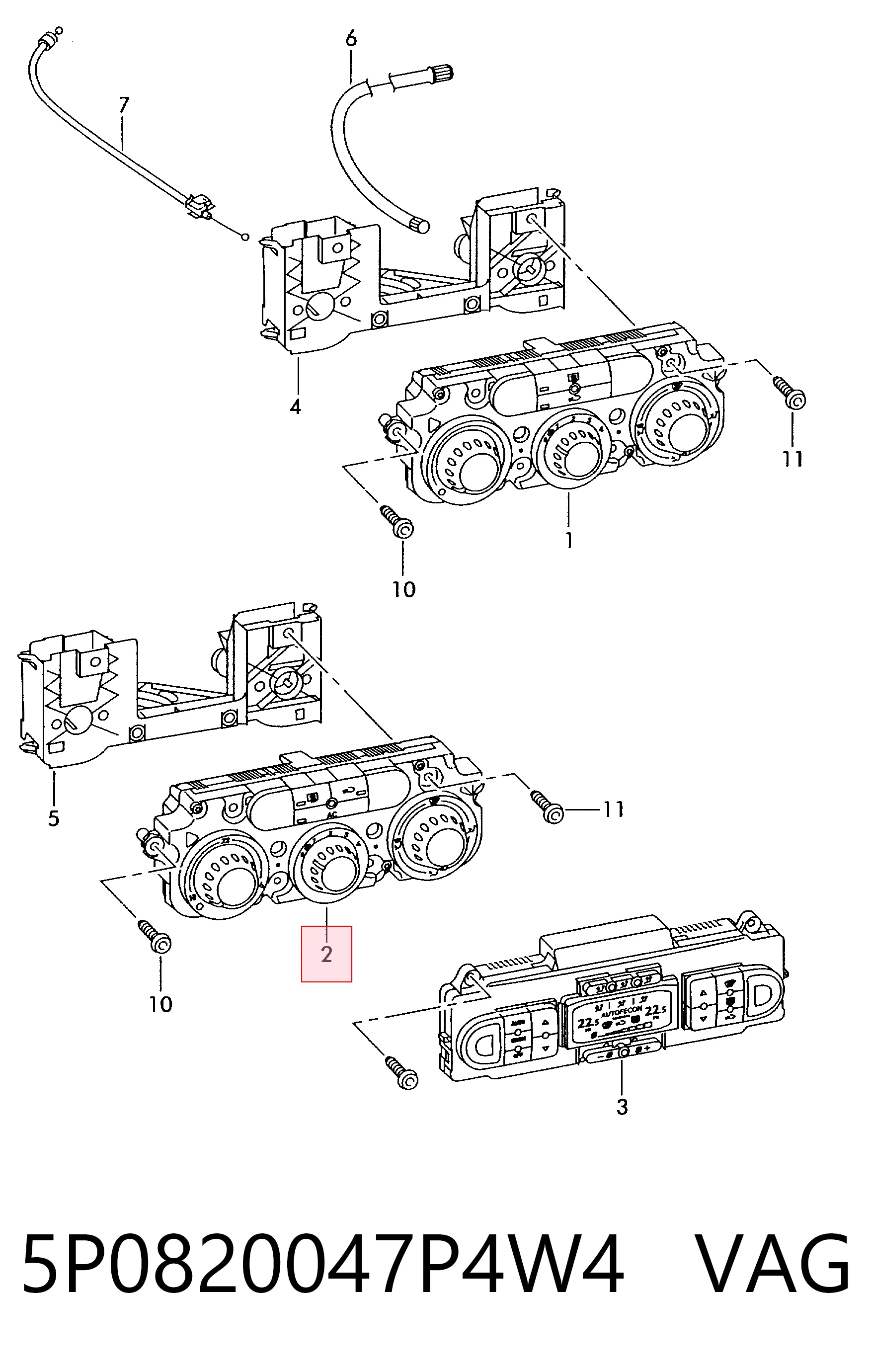 Механізм управління кондиціонером на Seat Altea XL 5P5, 5P8