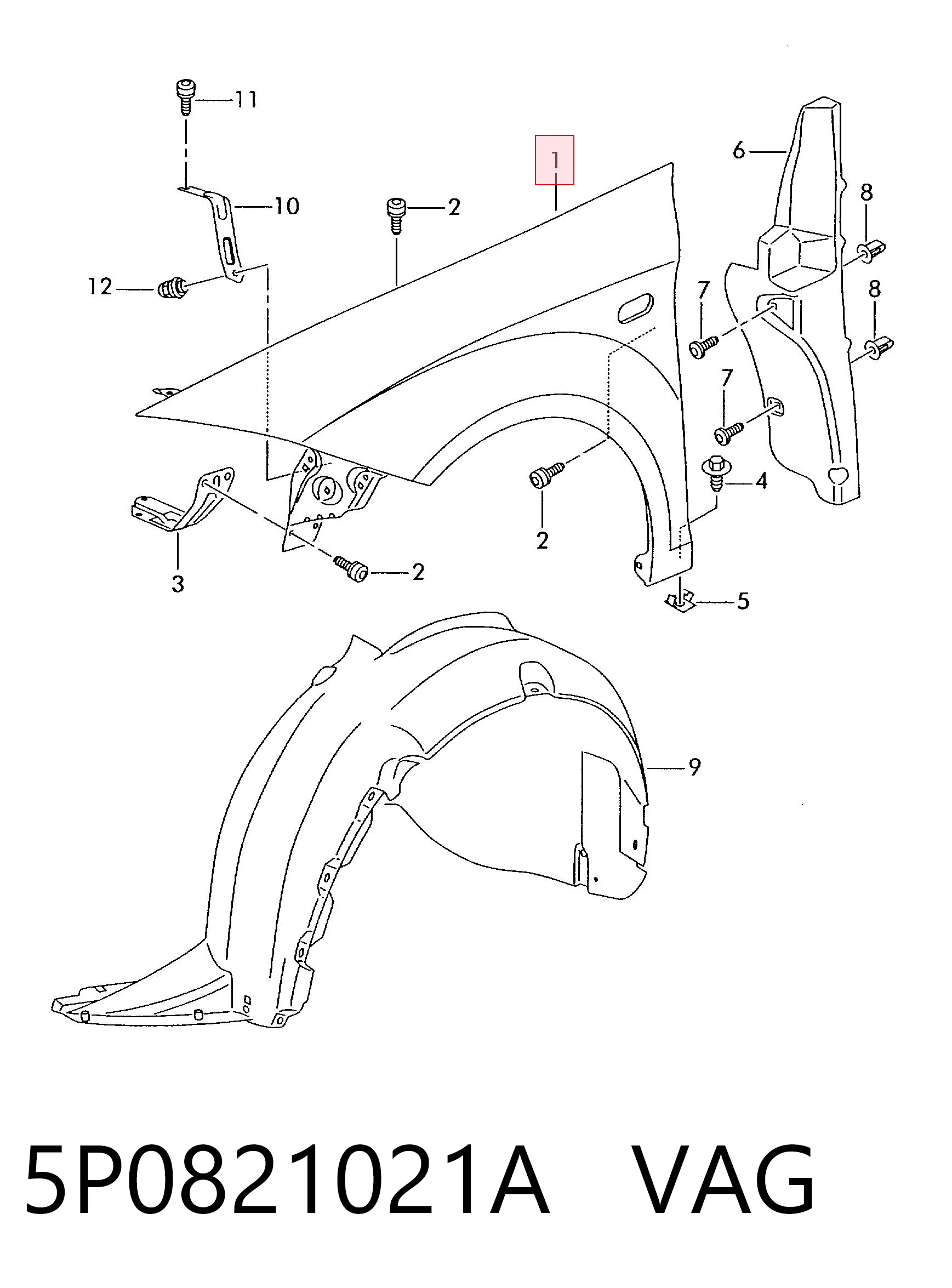 Переднє ліве крило на Seat Altea XL 5P5, 5P8