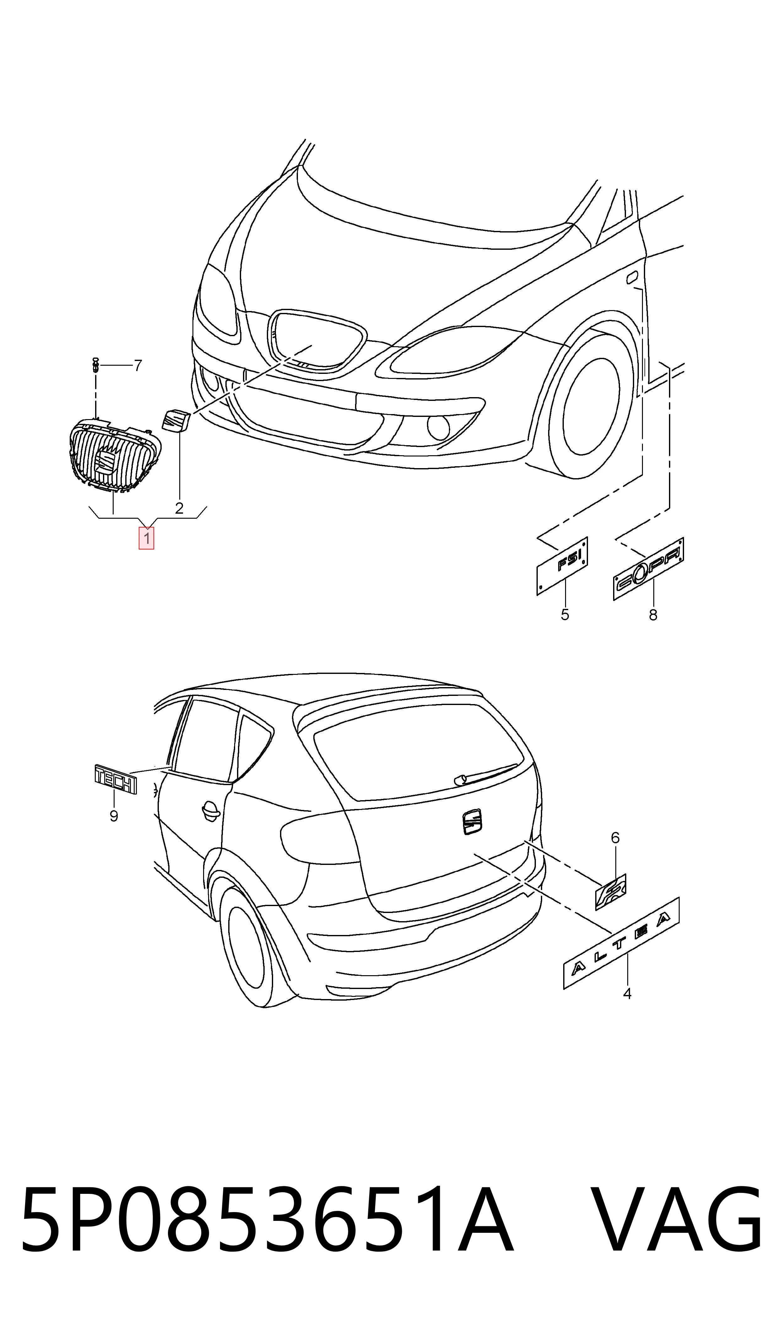 Купити Решітка радіатора Seat Altea XL 5P5, 5P8