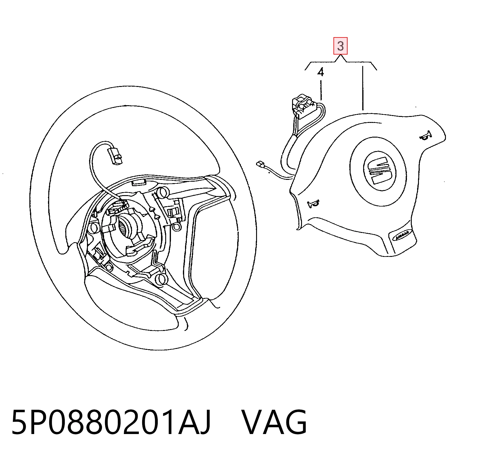 5P0880201AJ VAG Подушка AIRBAG передня ліва
