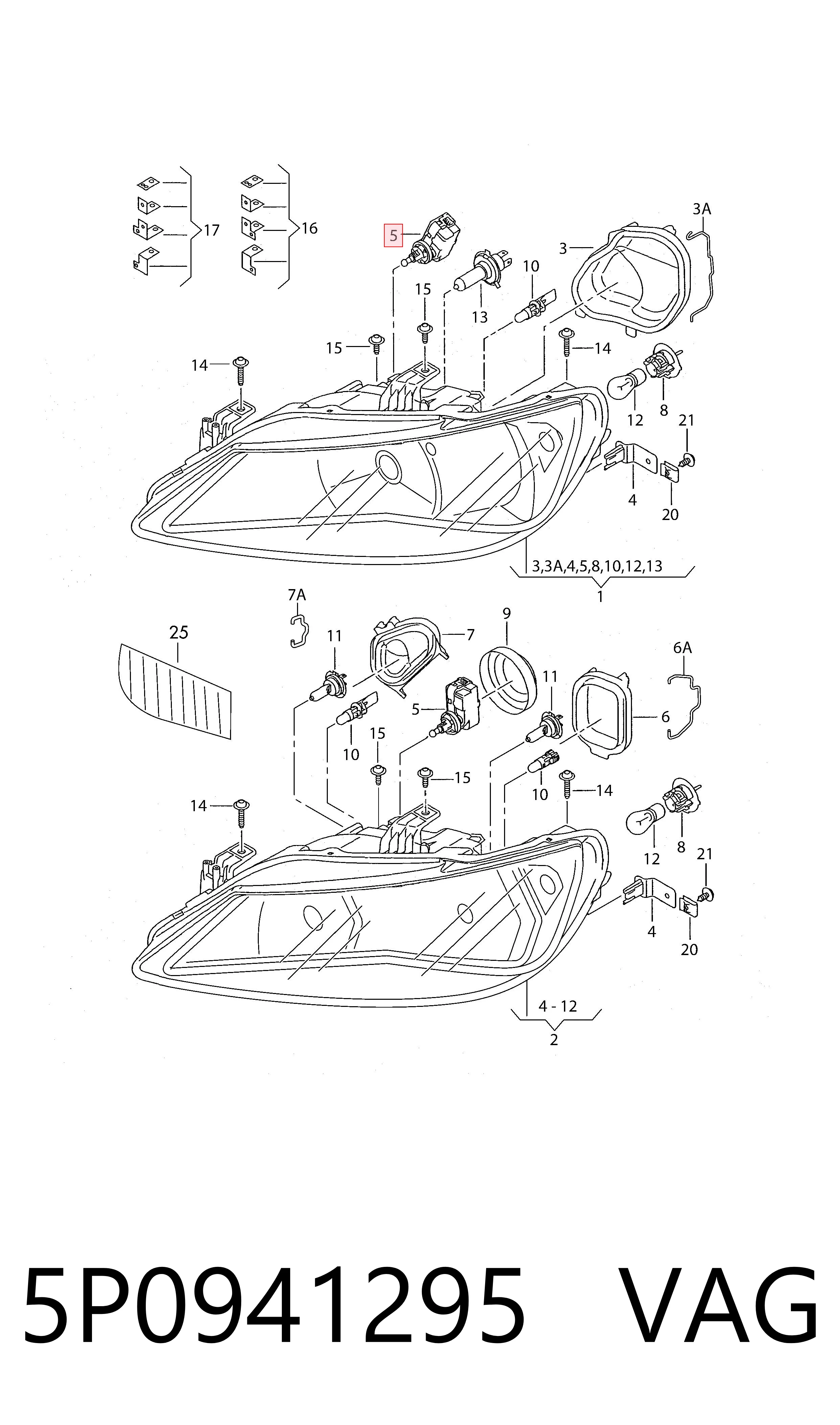 Автоматичний коректор фар VAG 5P0941295 ціна, від 12.55 USD