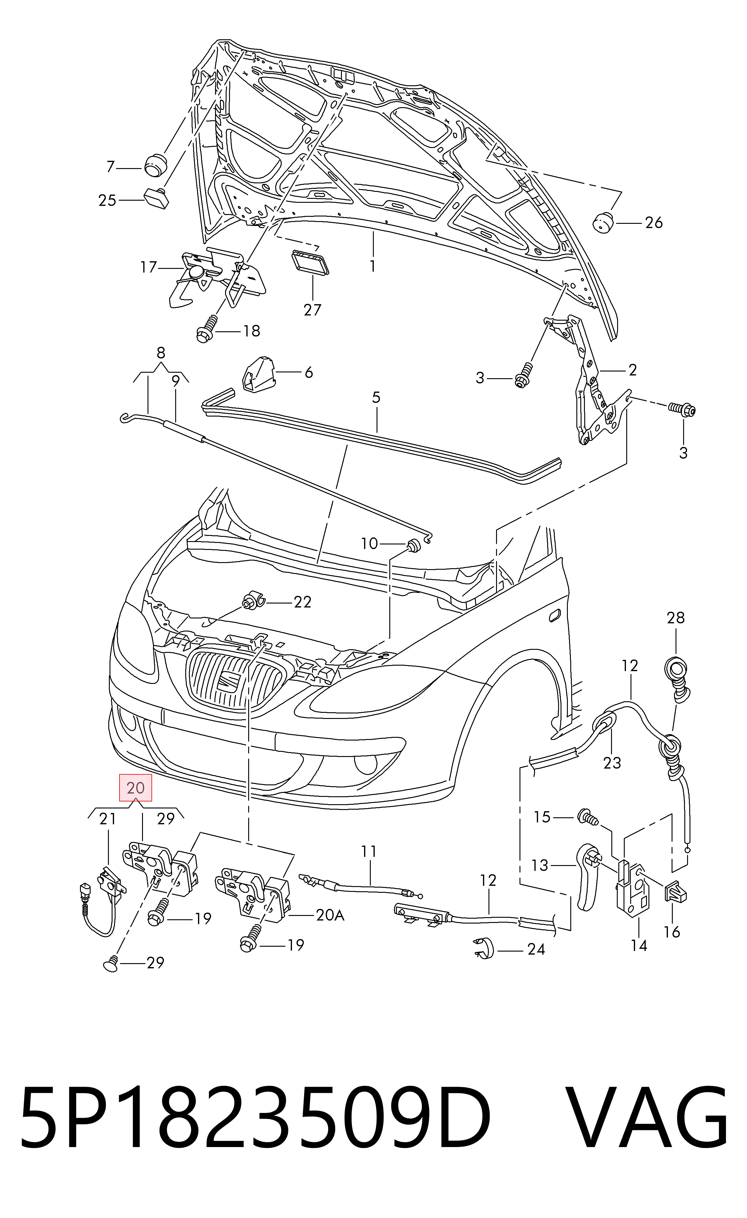 Купити Замок капота Seat Toledo III 5P2