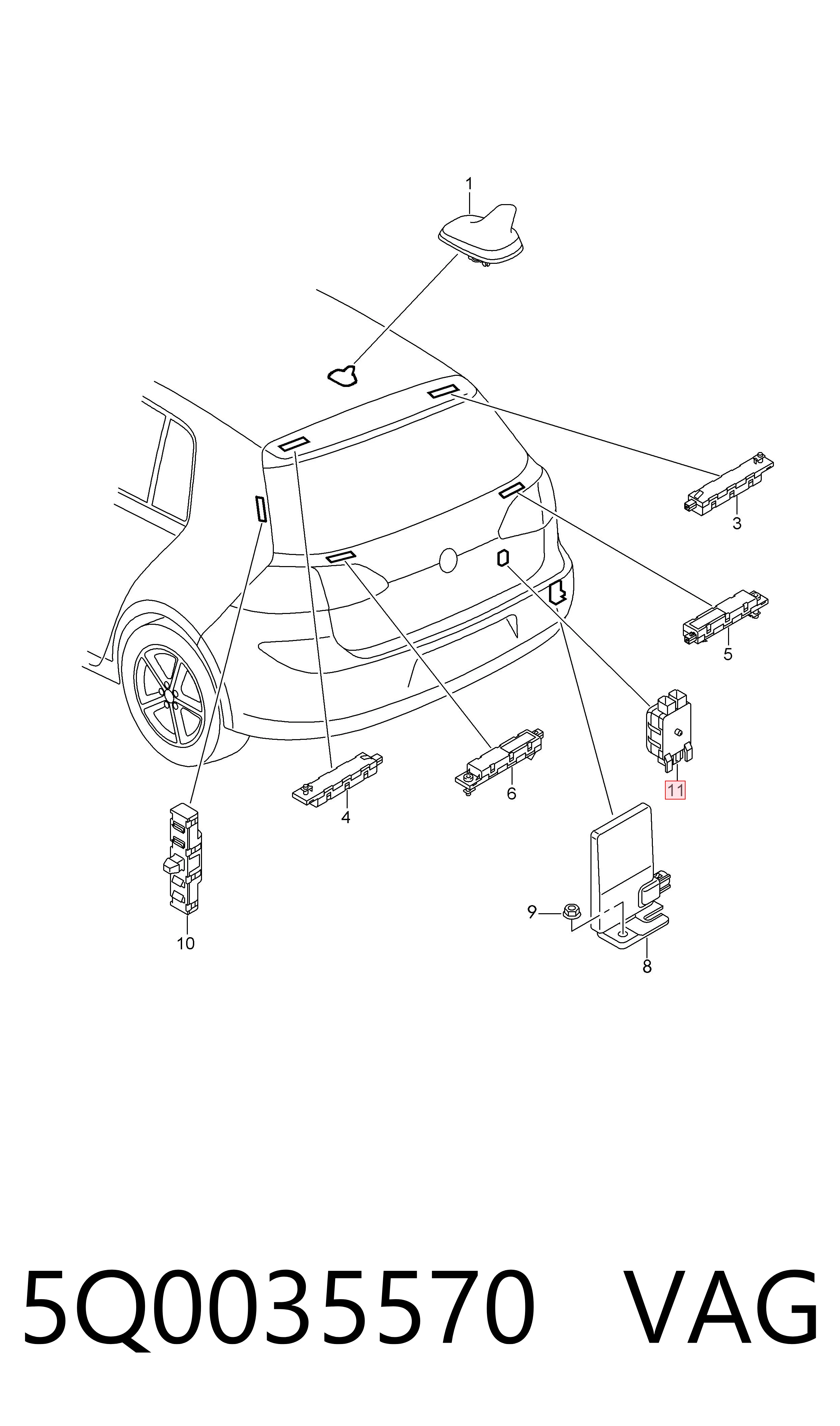 Підсилювач сигналу антени VAG 5Q0035570 ціна, від 1.27 USD