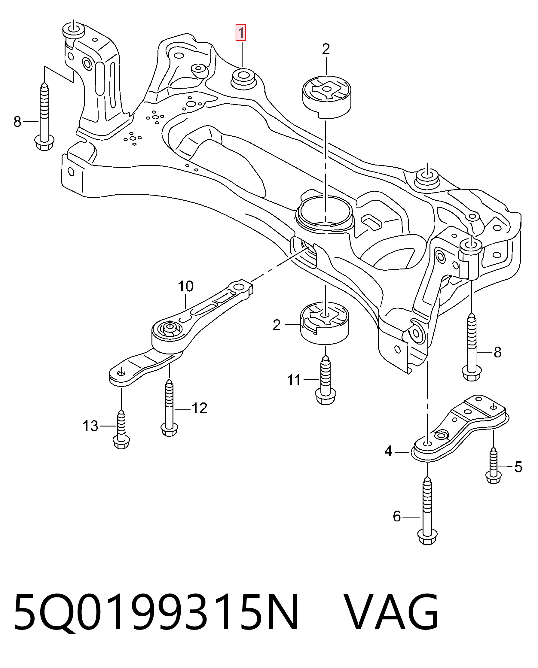 Підрамник передньої підвіски Vika 5Q0199315Q ціна, від 126.98 USD