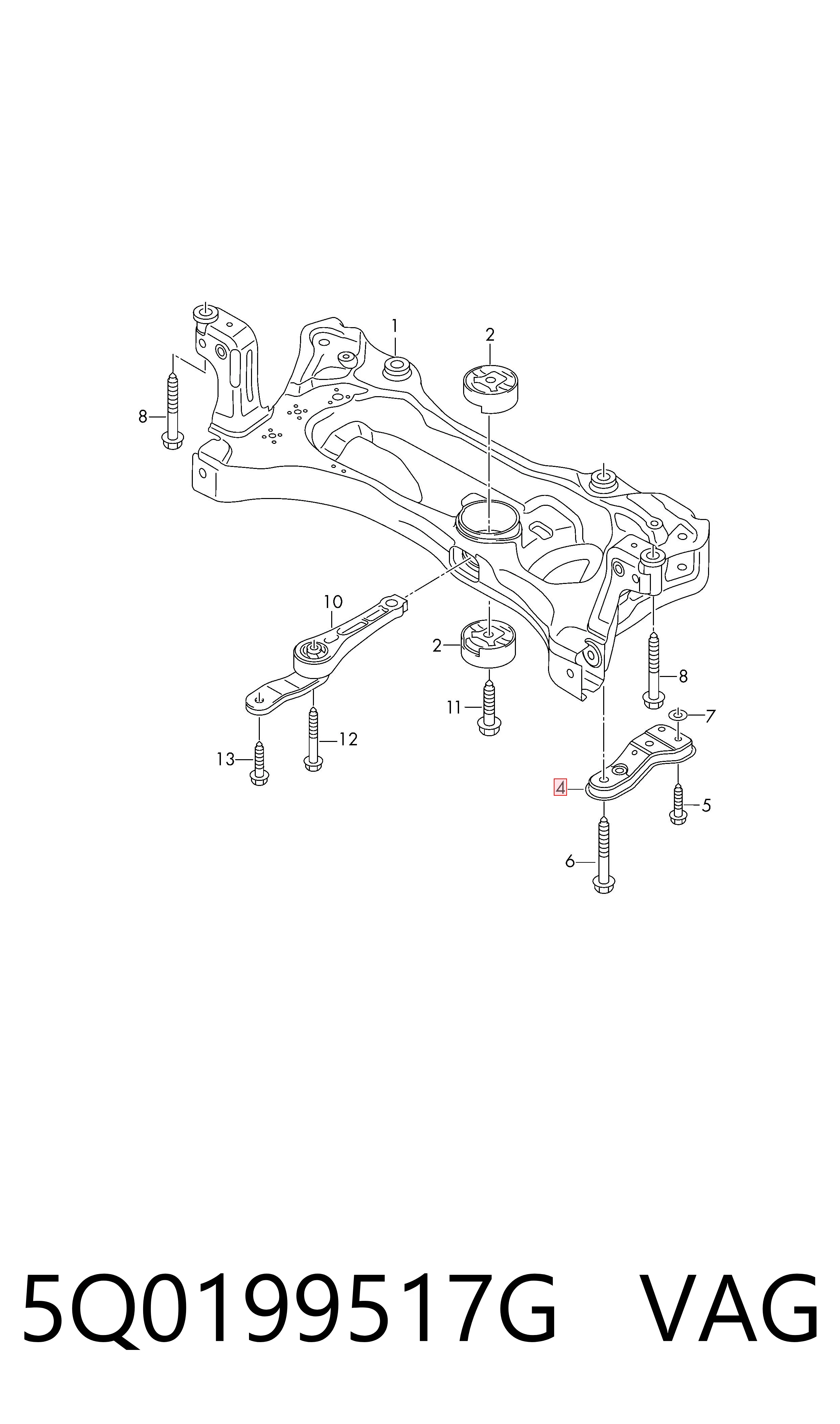 5Q0199517G VAG Кронштейн передньої балки