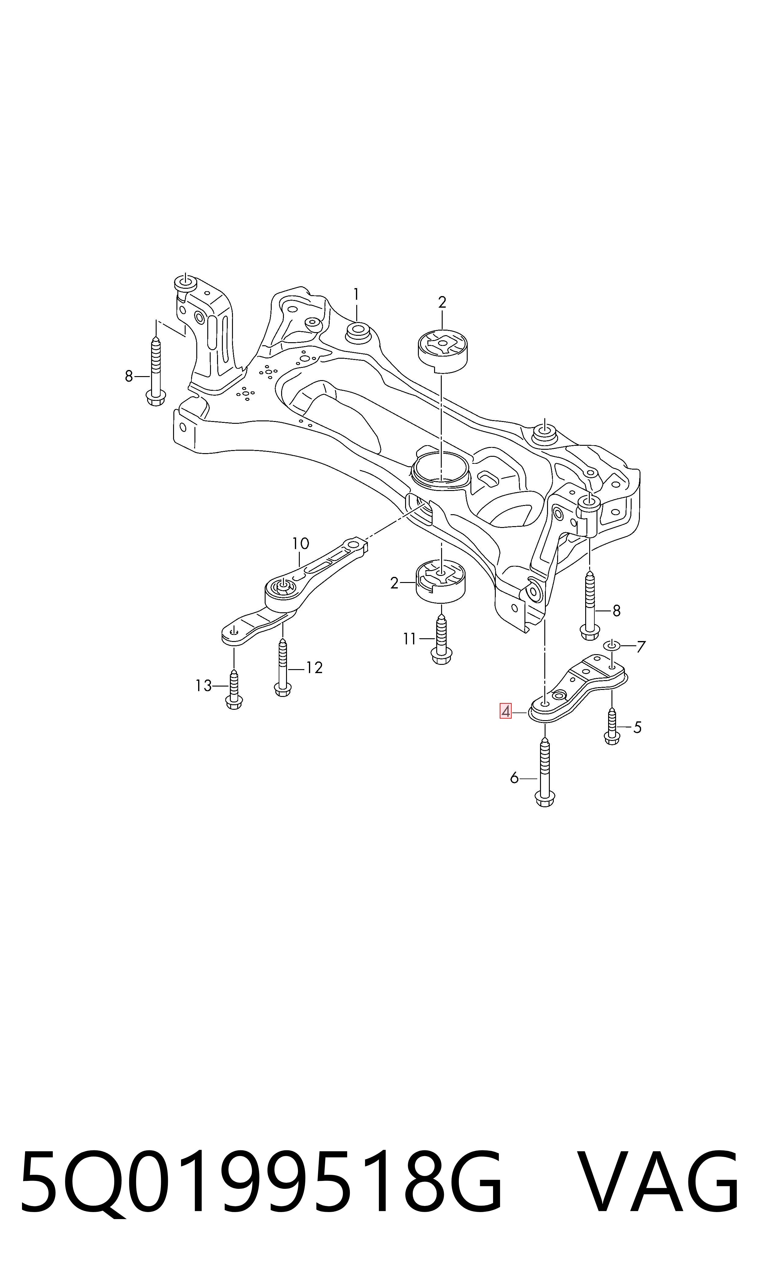 5Q0199518G VAG Кронштейн передньої балки