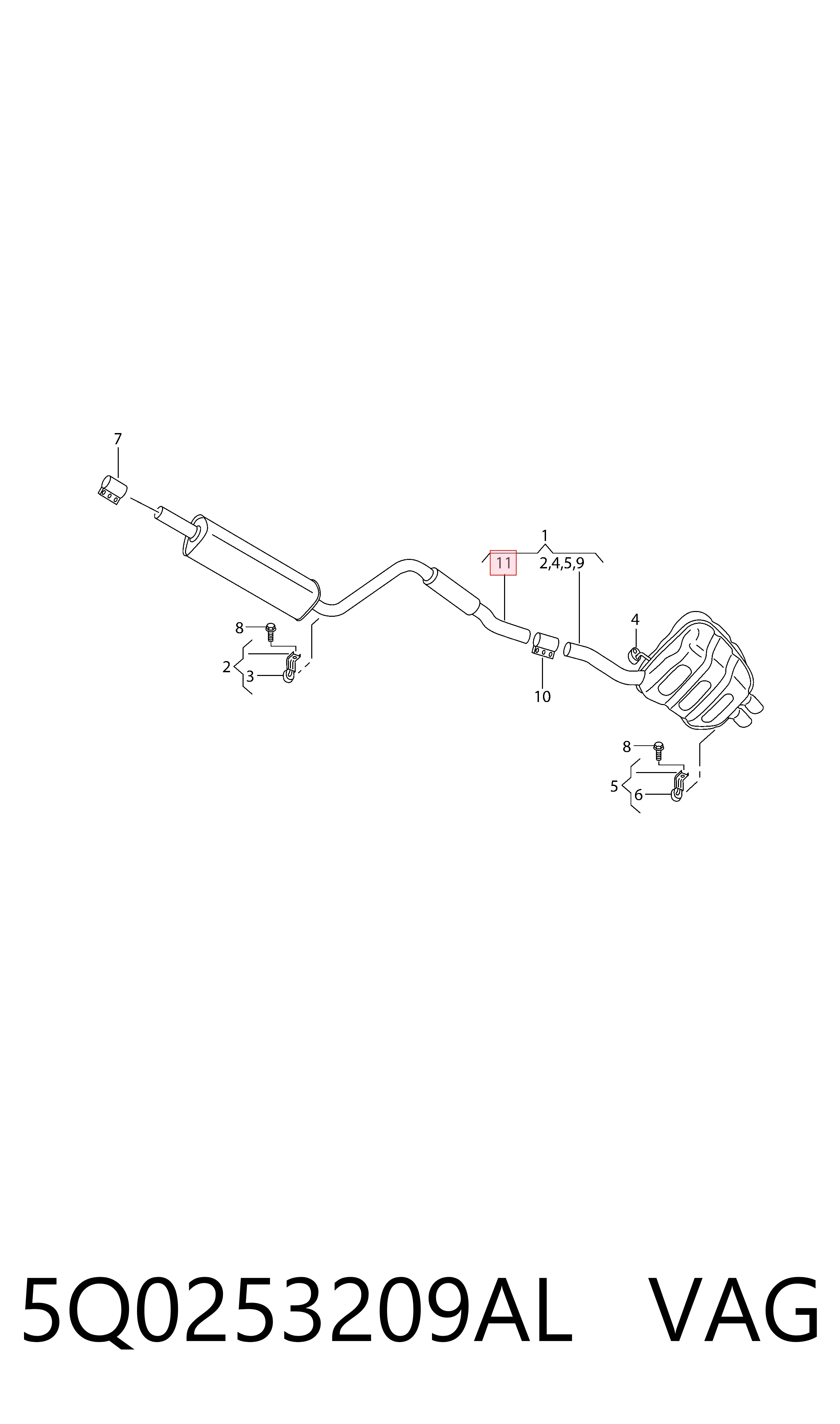 Глушник VAG 5Q0253209AL ціна, від 101.35 USD