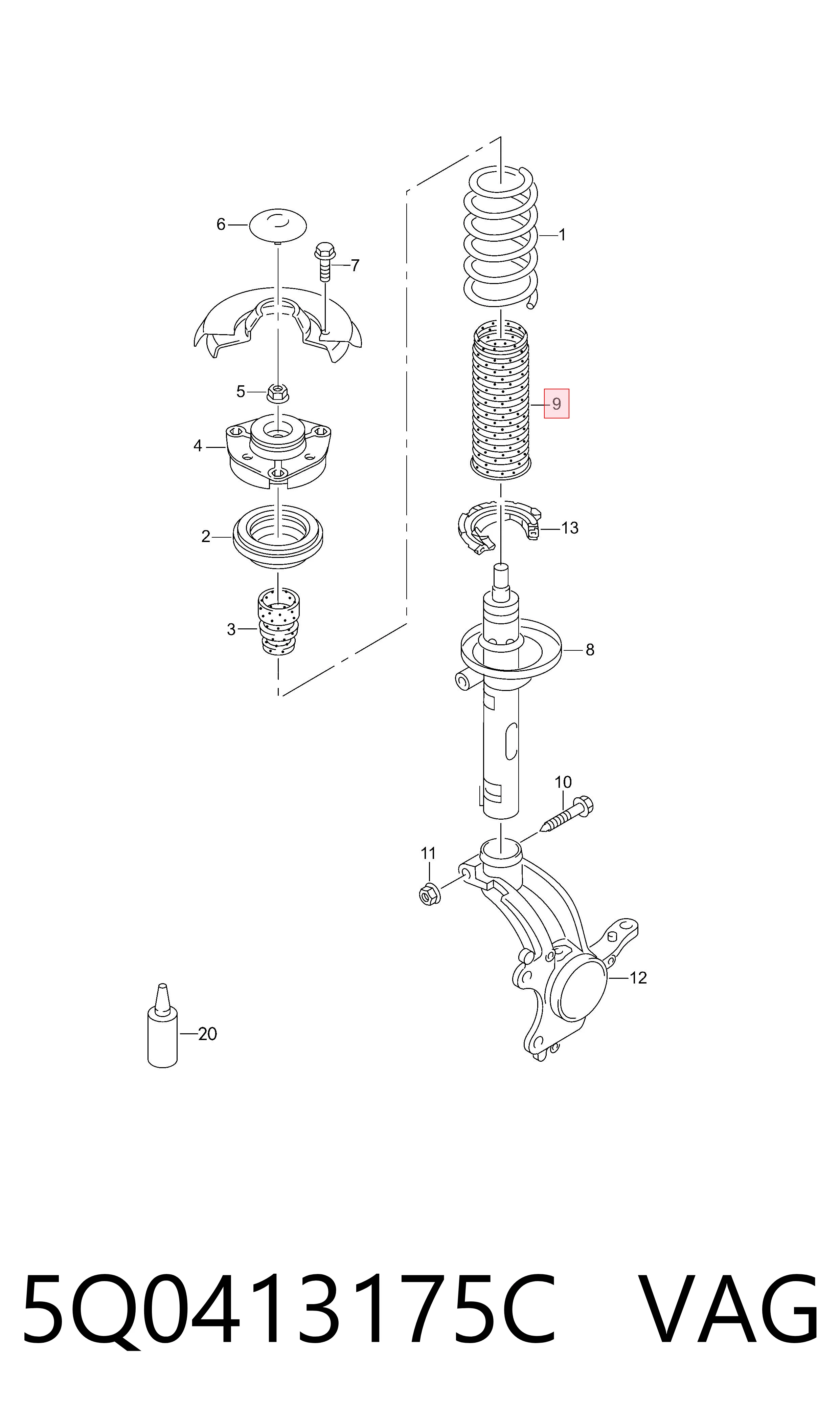 Пильник амортизатора переднього VAG 5Q0413175C ціна, від 2.36 USD