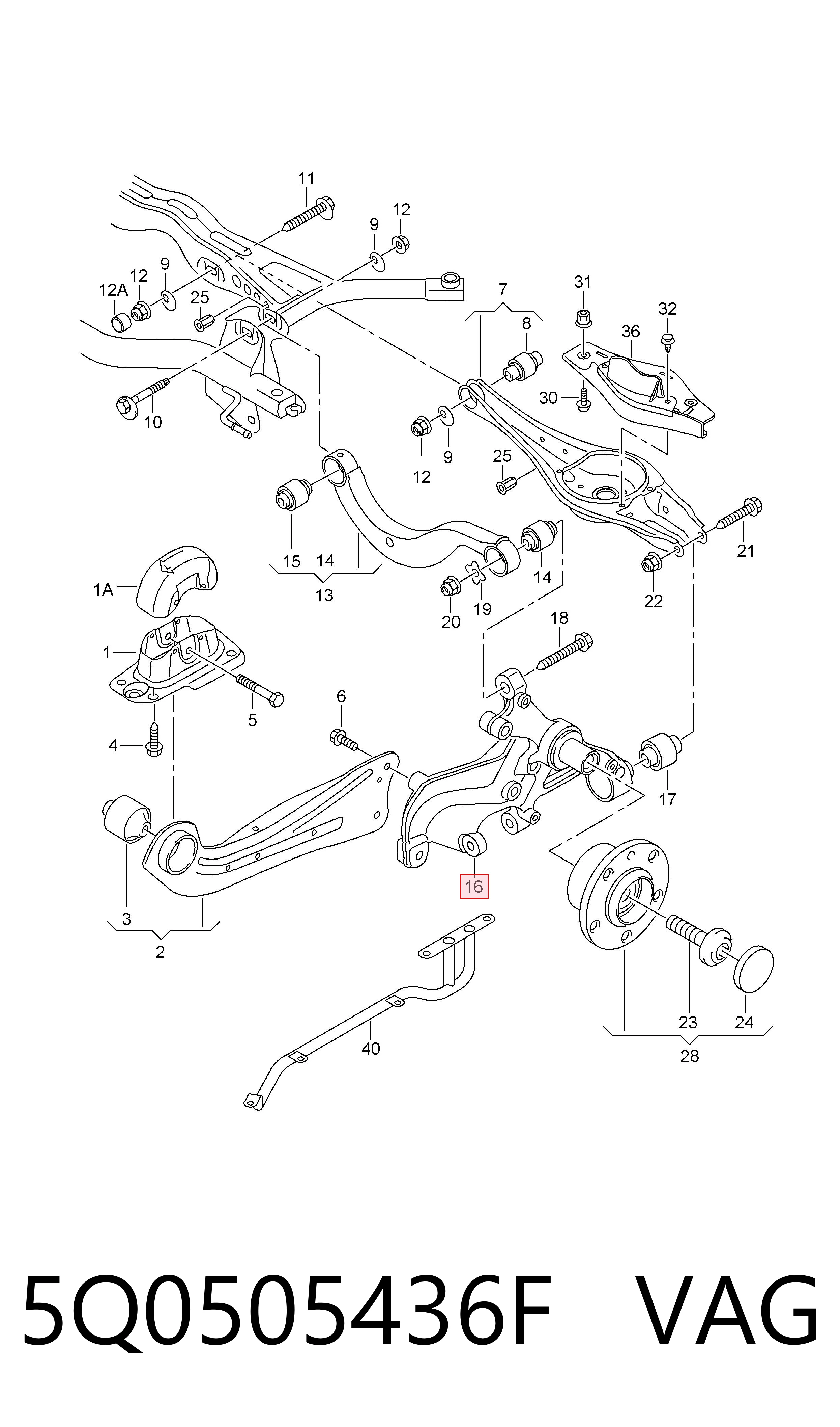 Цапфа поворотного кулака VAG 5Q0505436F ціна, від 31.67 USD