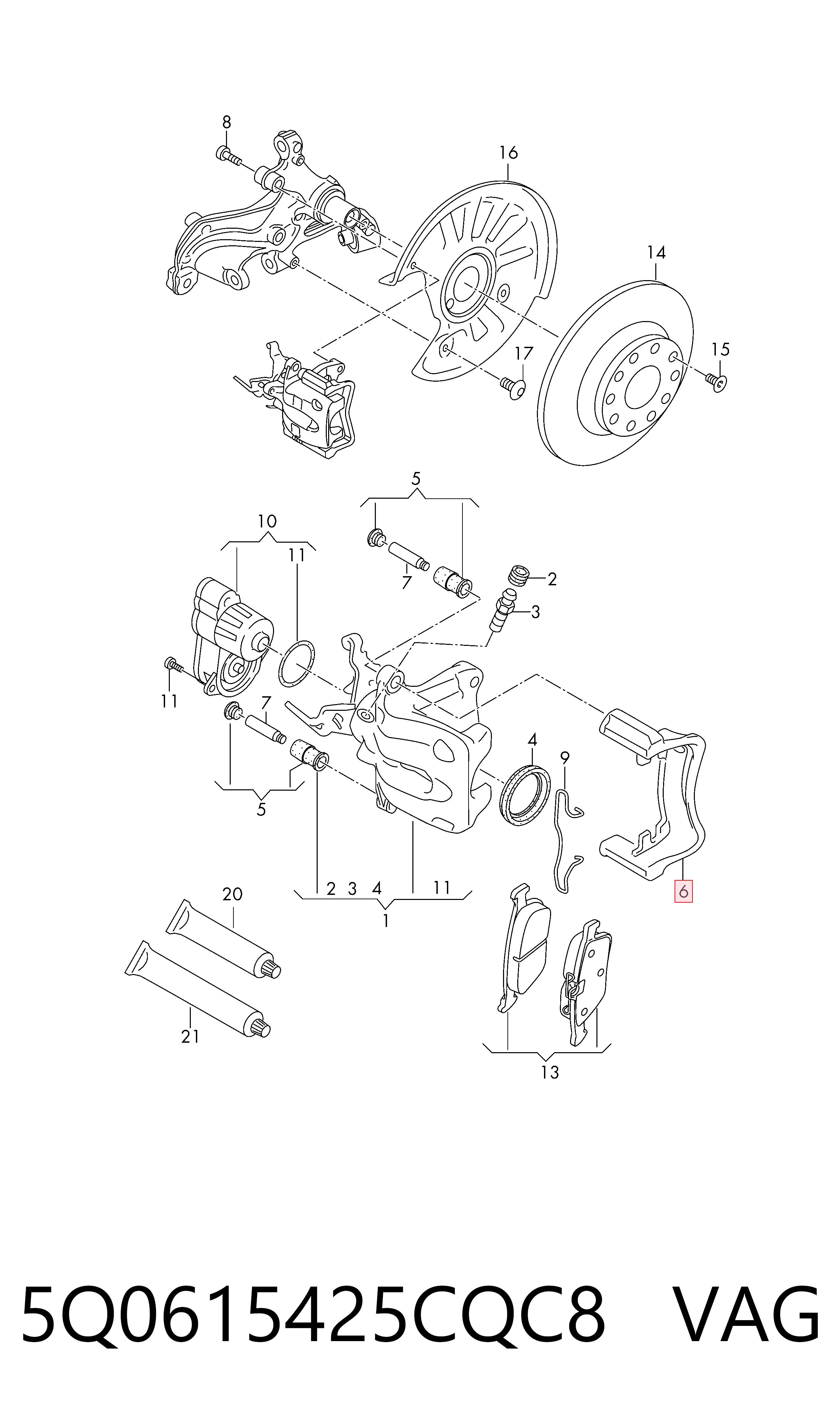 5Q0615425CQC8 VAG Скоба гальмівного заднього супорта