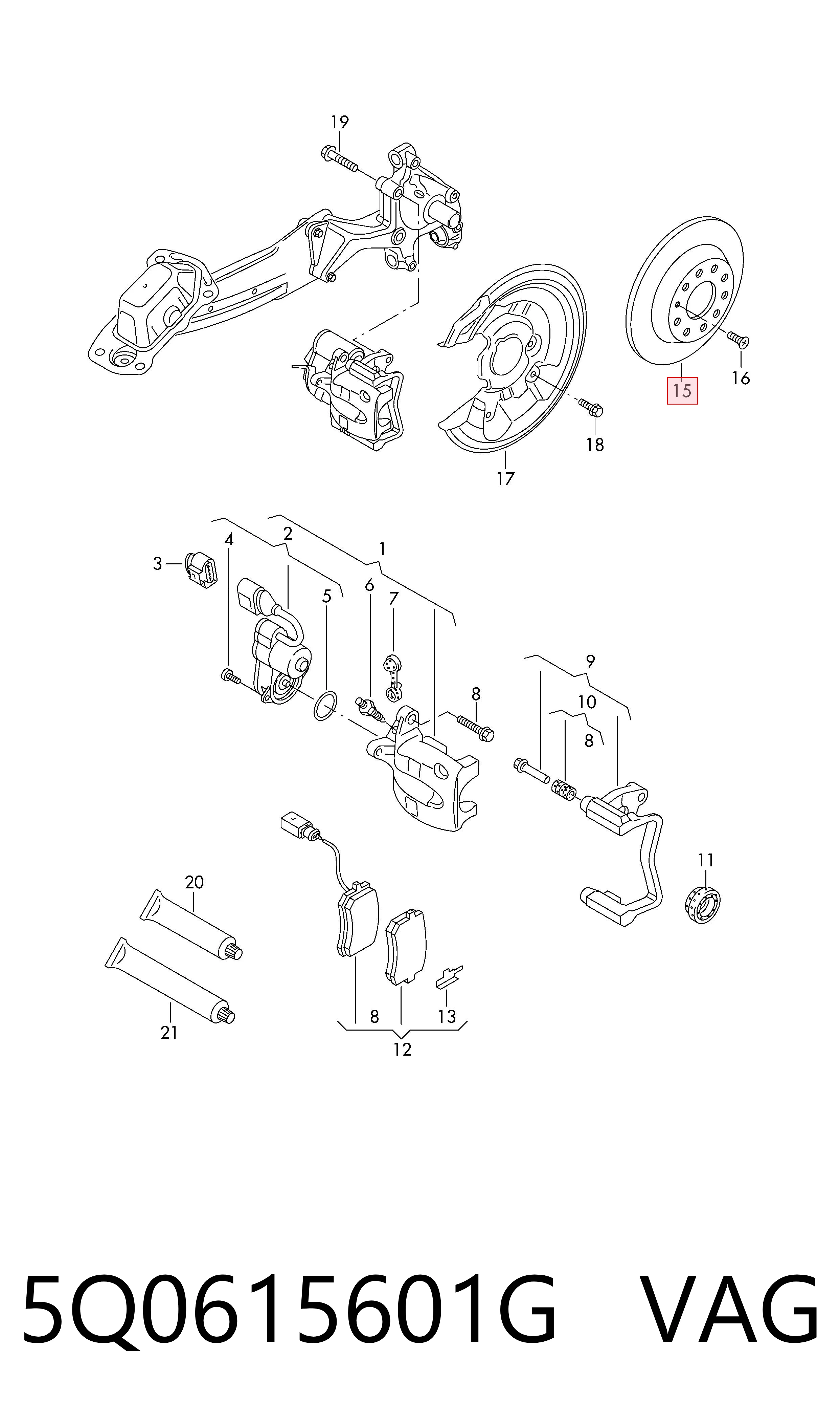 Задні дискові гальма VAG 5Q0615601G ціна, від 11.40 USD