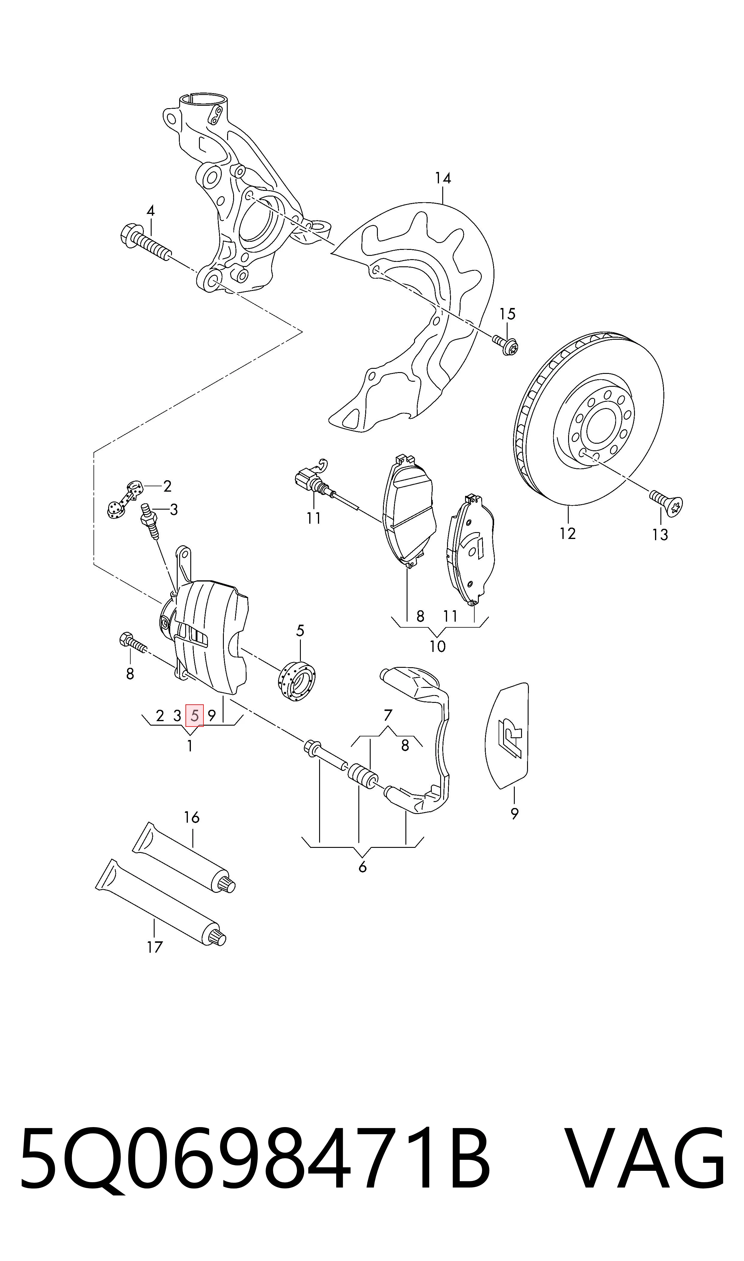Ремкомплект супорту гальмівного переднього Peugeot/Citroen 95517368 ціна, від 5.99 USD