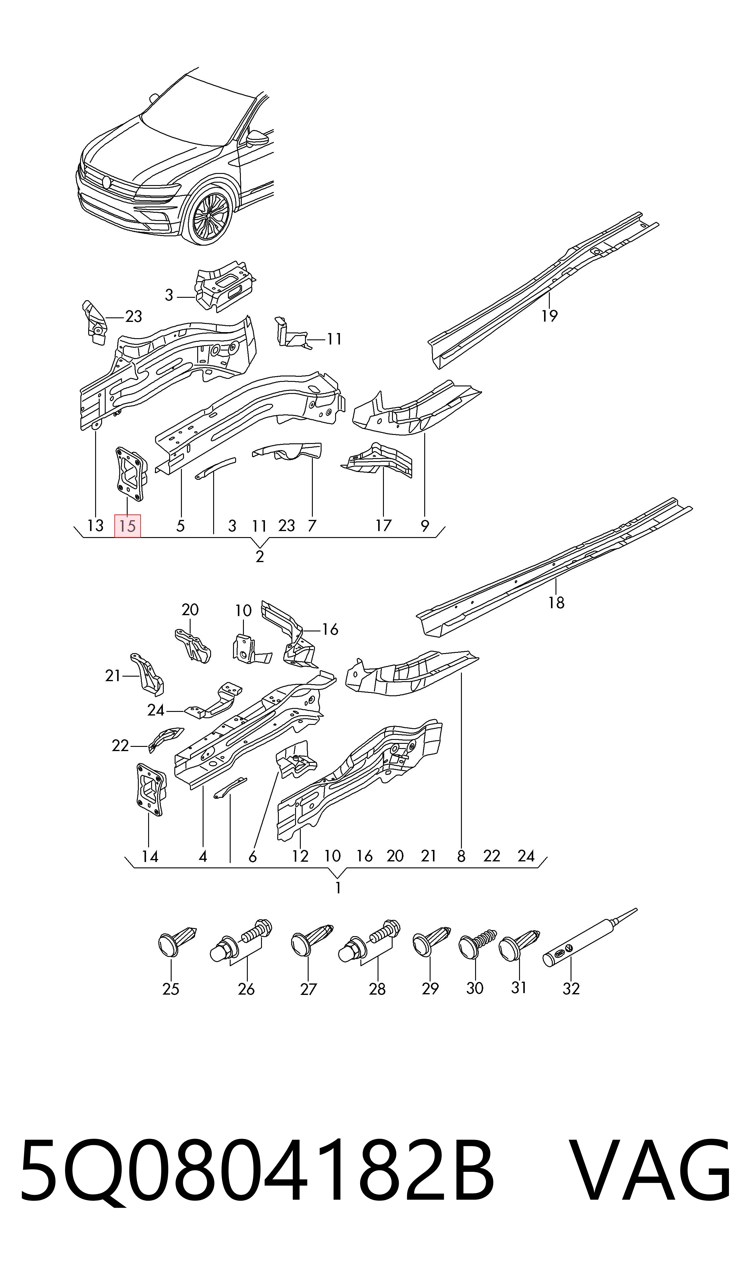 Заглушка днища кузова VAG 5Q0804182B ціна, від 40.75 USD