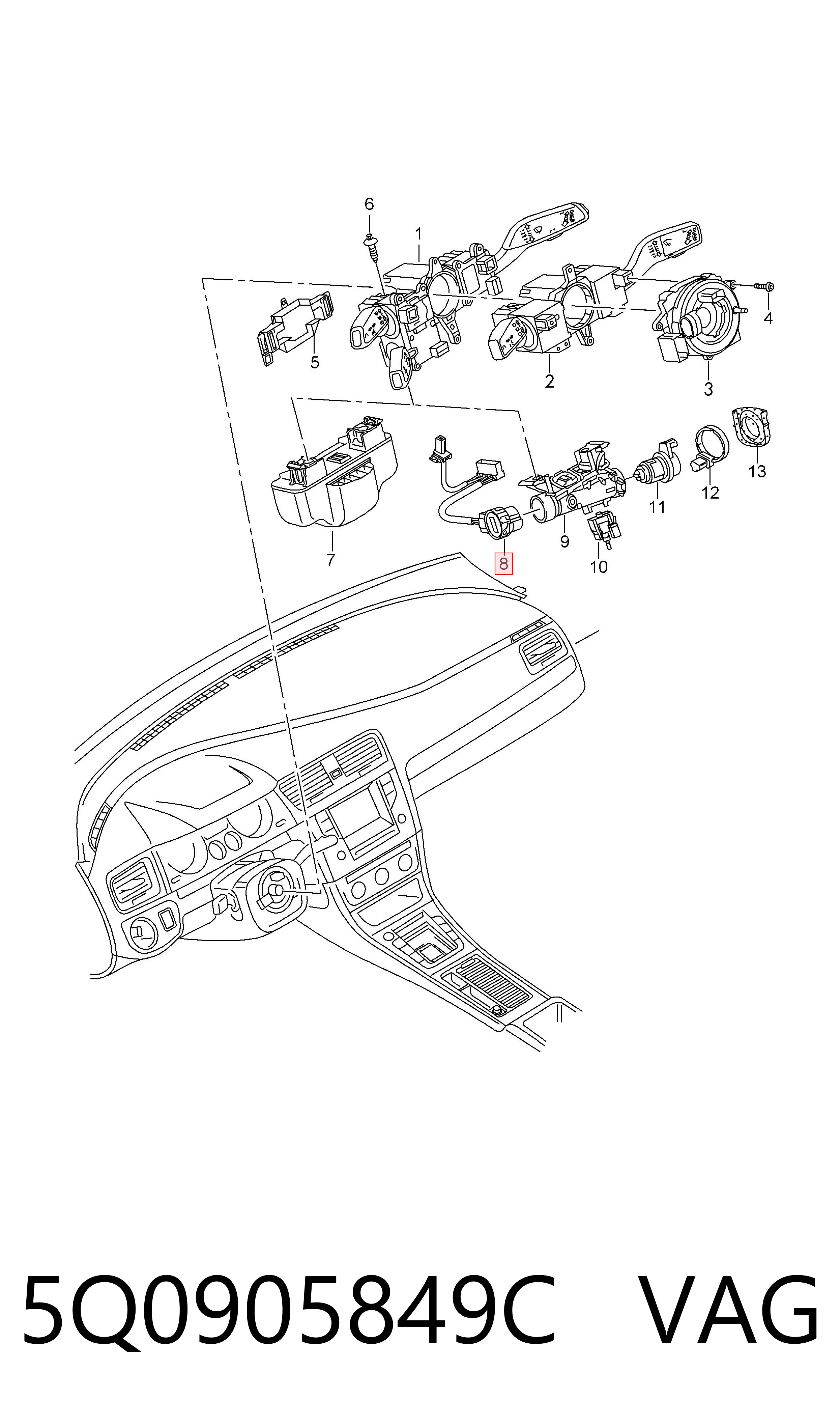 5Q0905849C VAG Контактна група замка