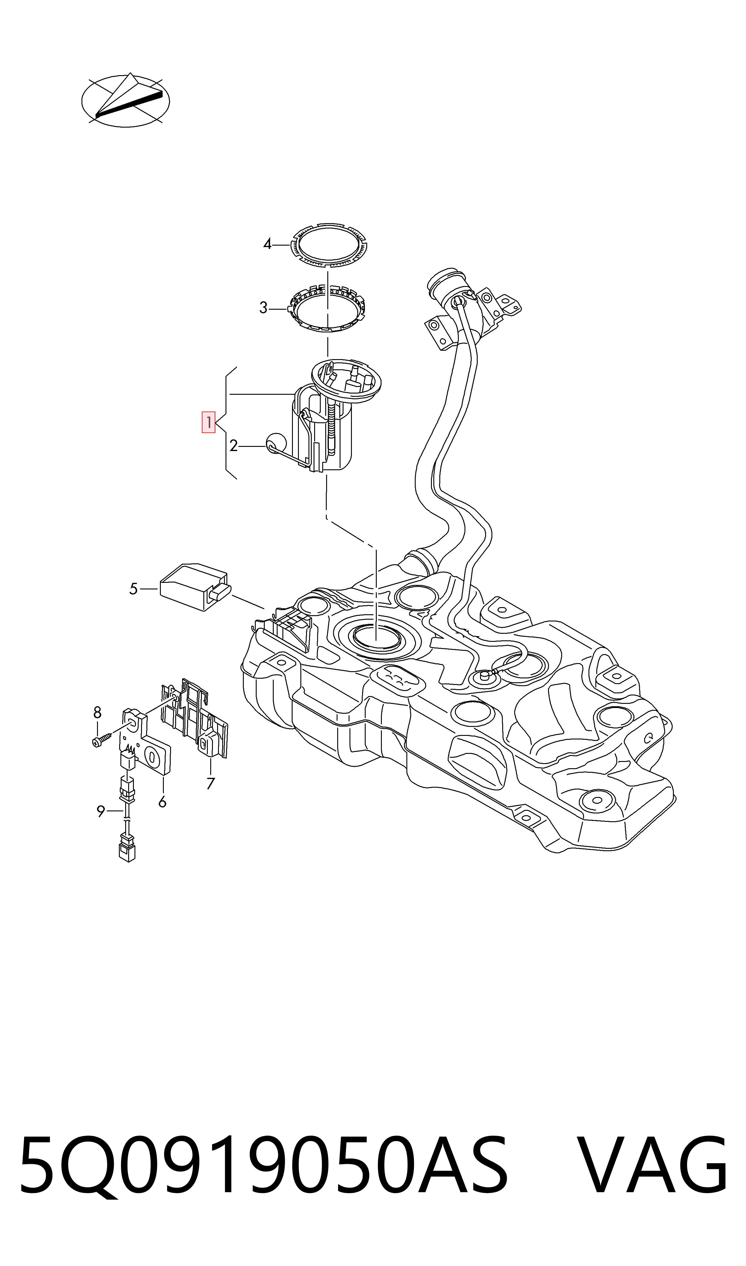 Модуль бензонасоса VAG 5Q0919050AS ціна, від 224.98 USD