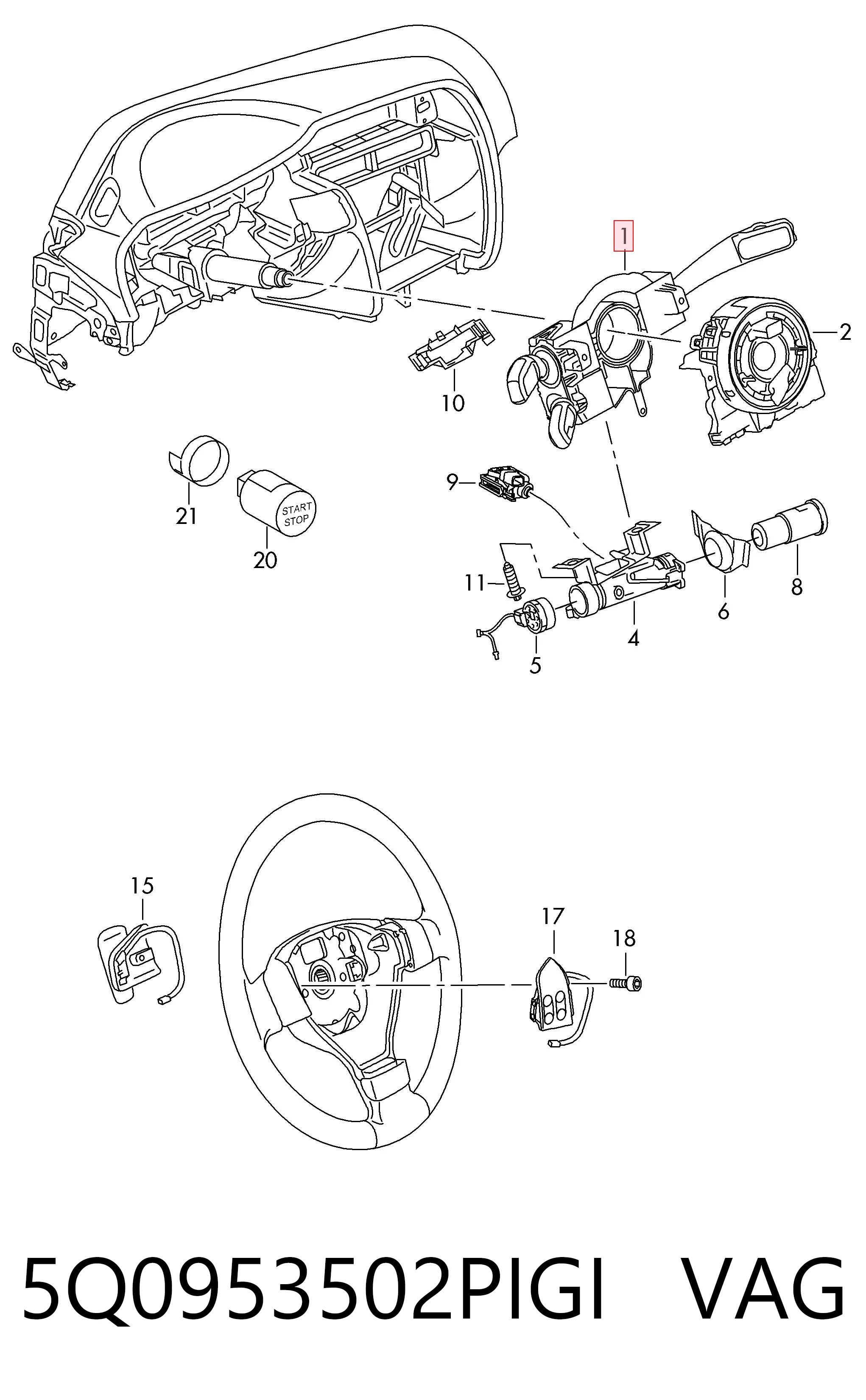 5Q0953502PIGI VAG Шлейф Airbag