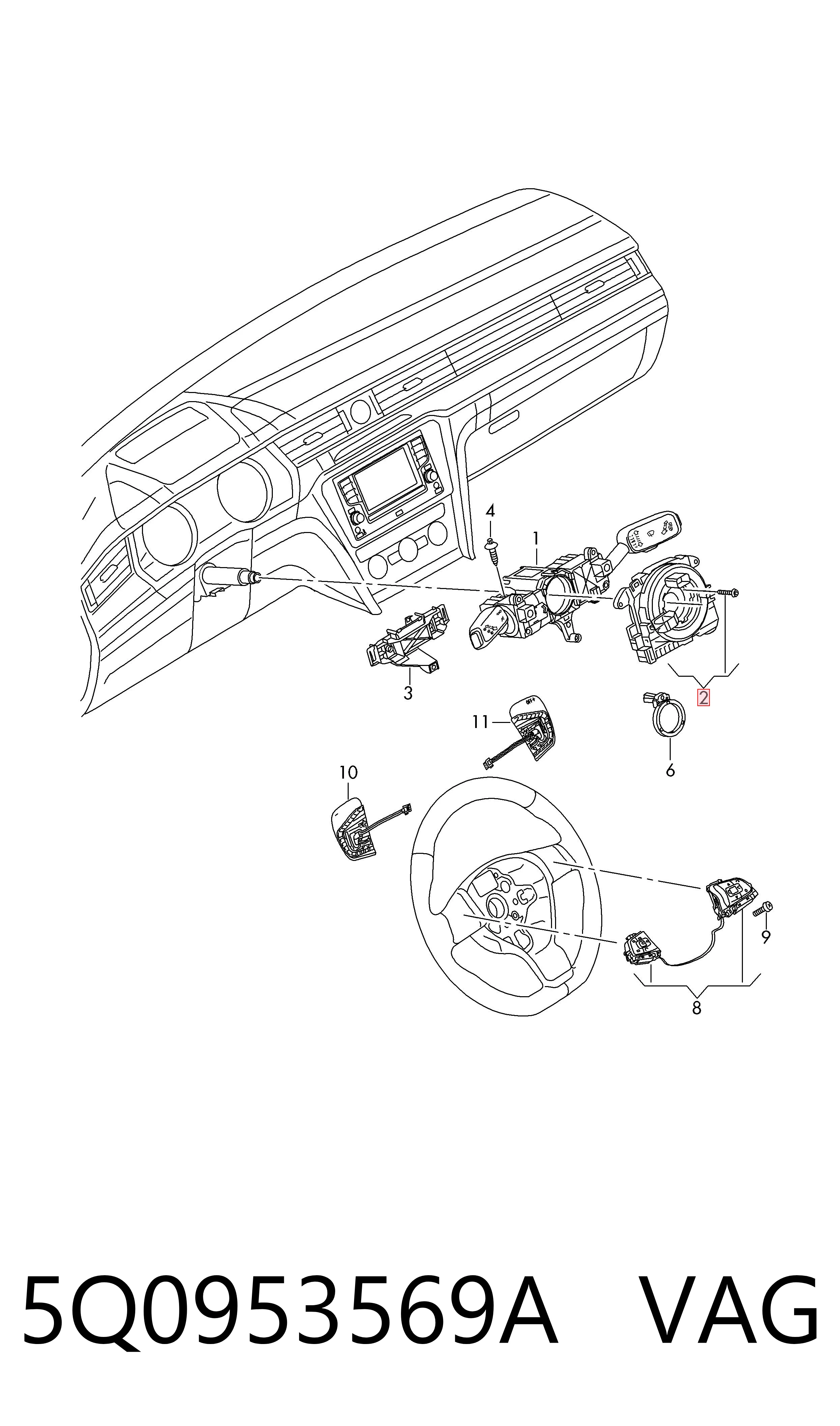 5Q0953569A VAG Шлейф Airbag