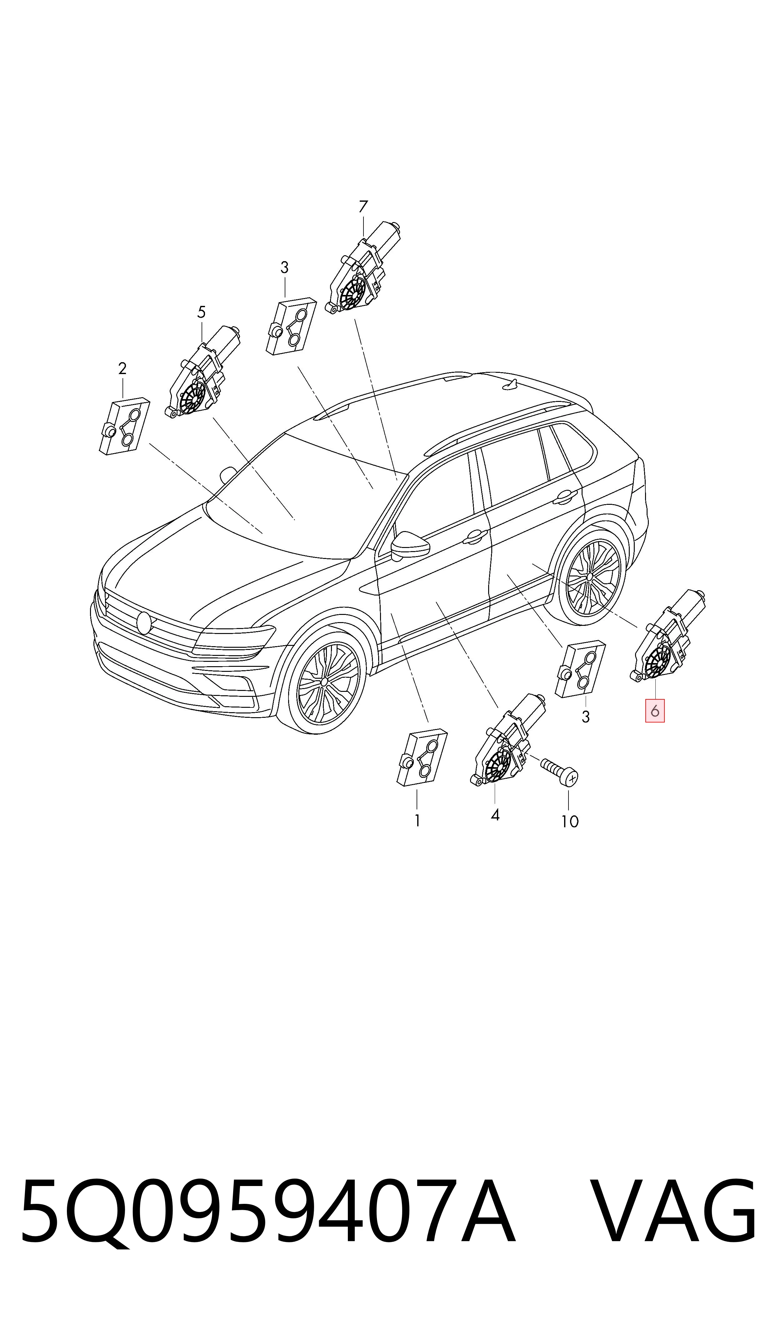 5Q0959407A VAG Привід ліфта задній