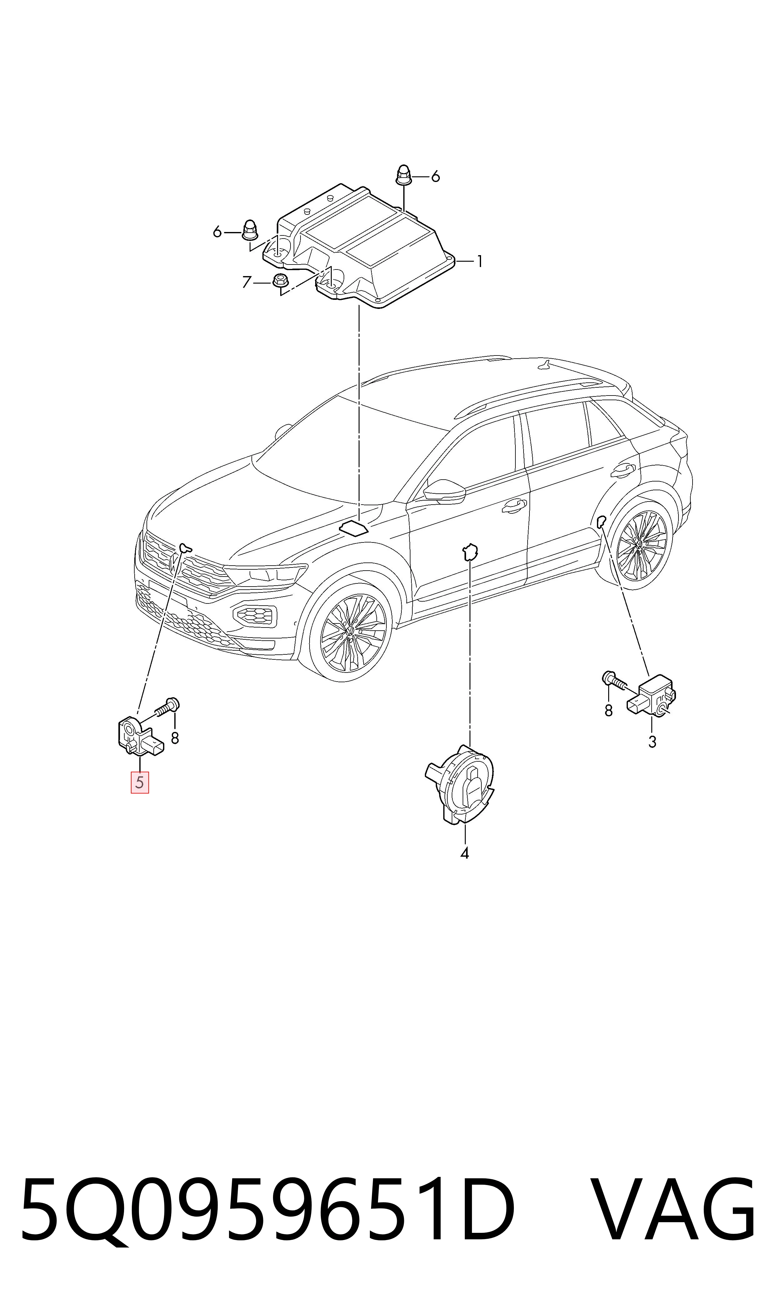  VAG 5Q0959651D ціна, від 12.33 USD