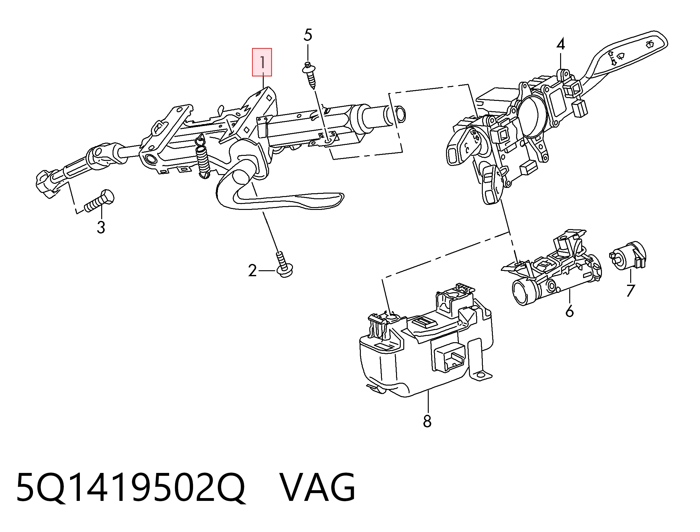 Рульова колонка Skoda Octavia III A7 ліфтбек (5E3, NL3, NR3) (2012 - 2021) ціна, від 34.42 USD