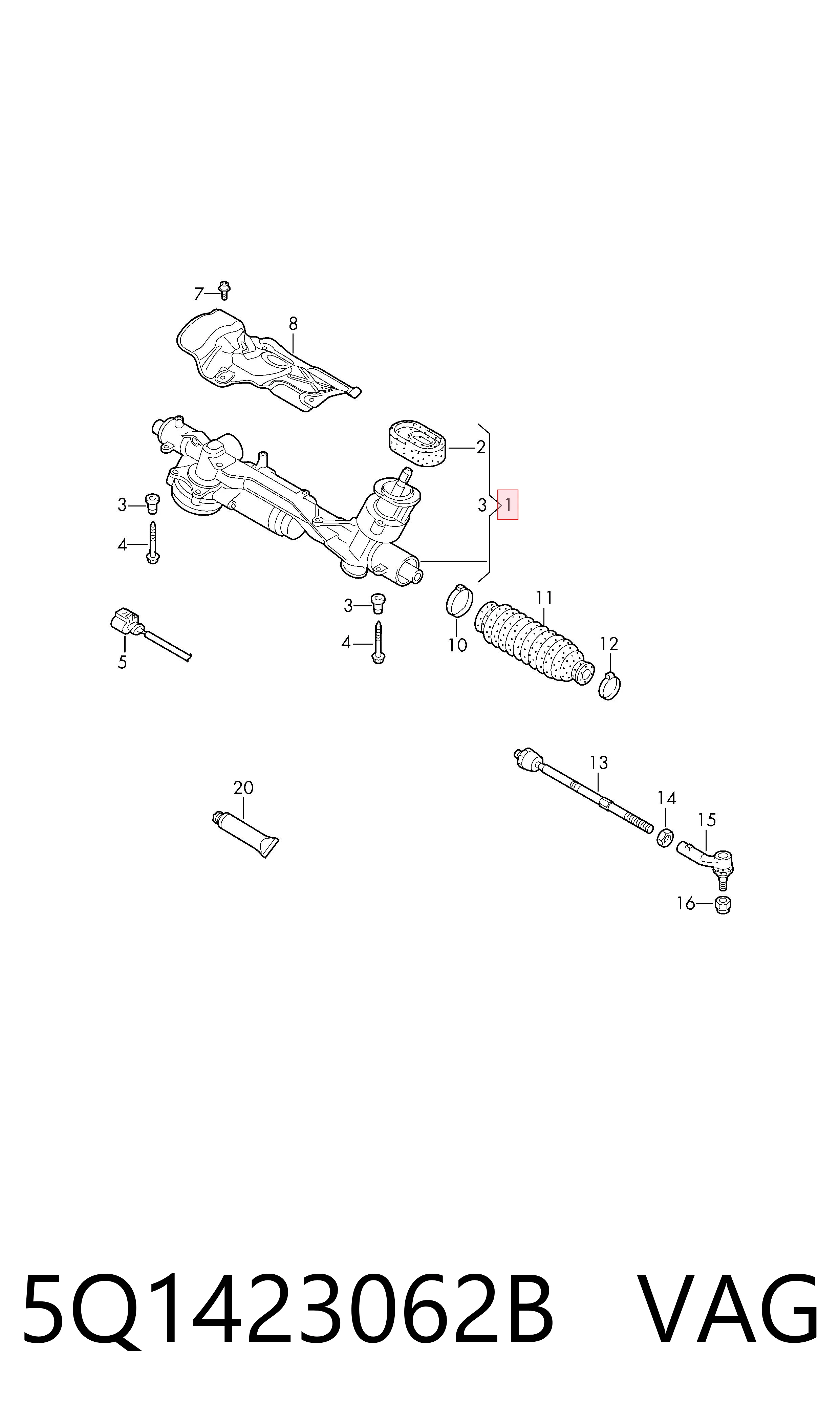 VW431NL00R MSG Рейковий рульовий механізм