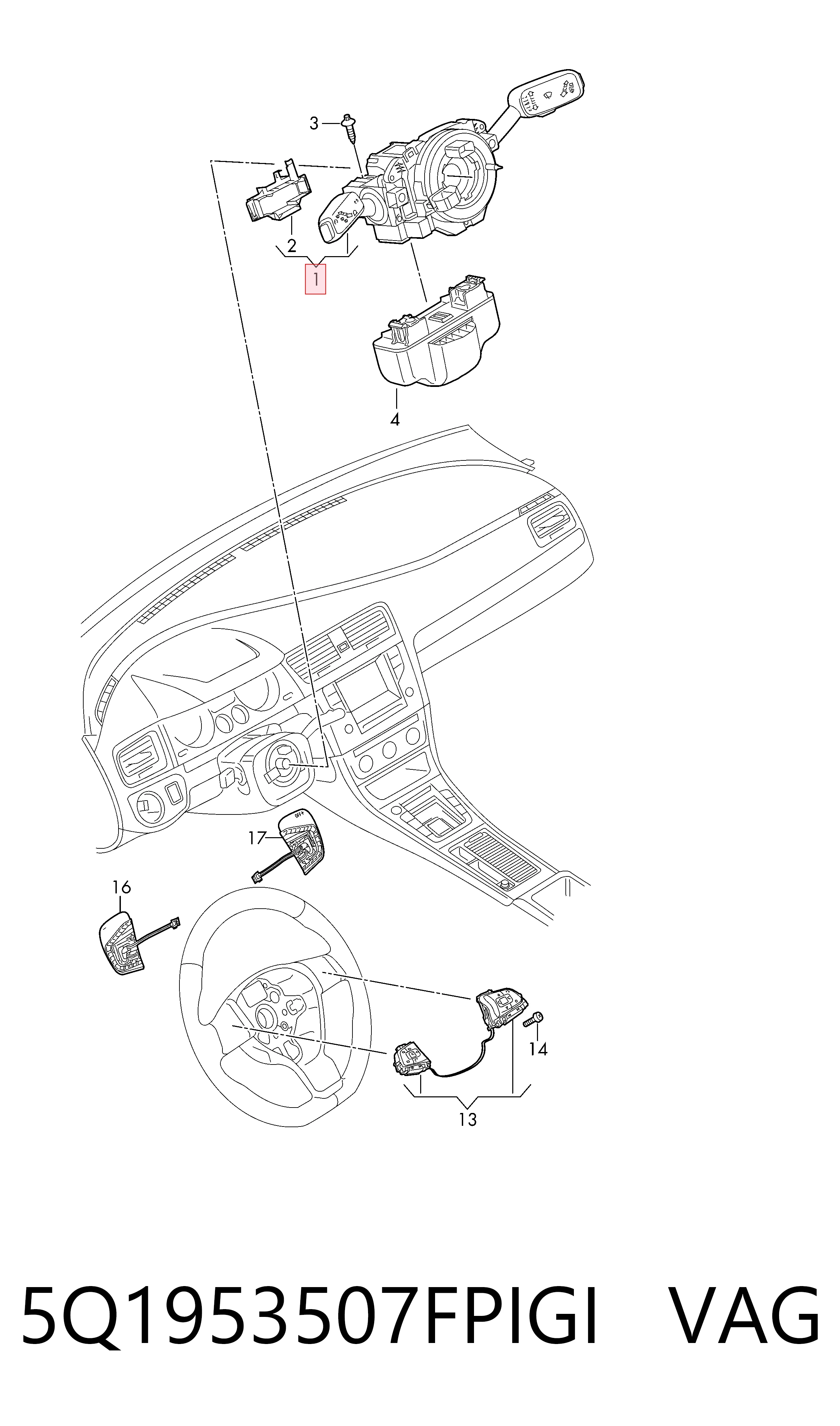 Кільце контактне, шлейф руля Volkswagen Golf 8 CD1, DA1
