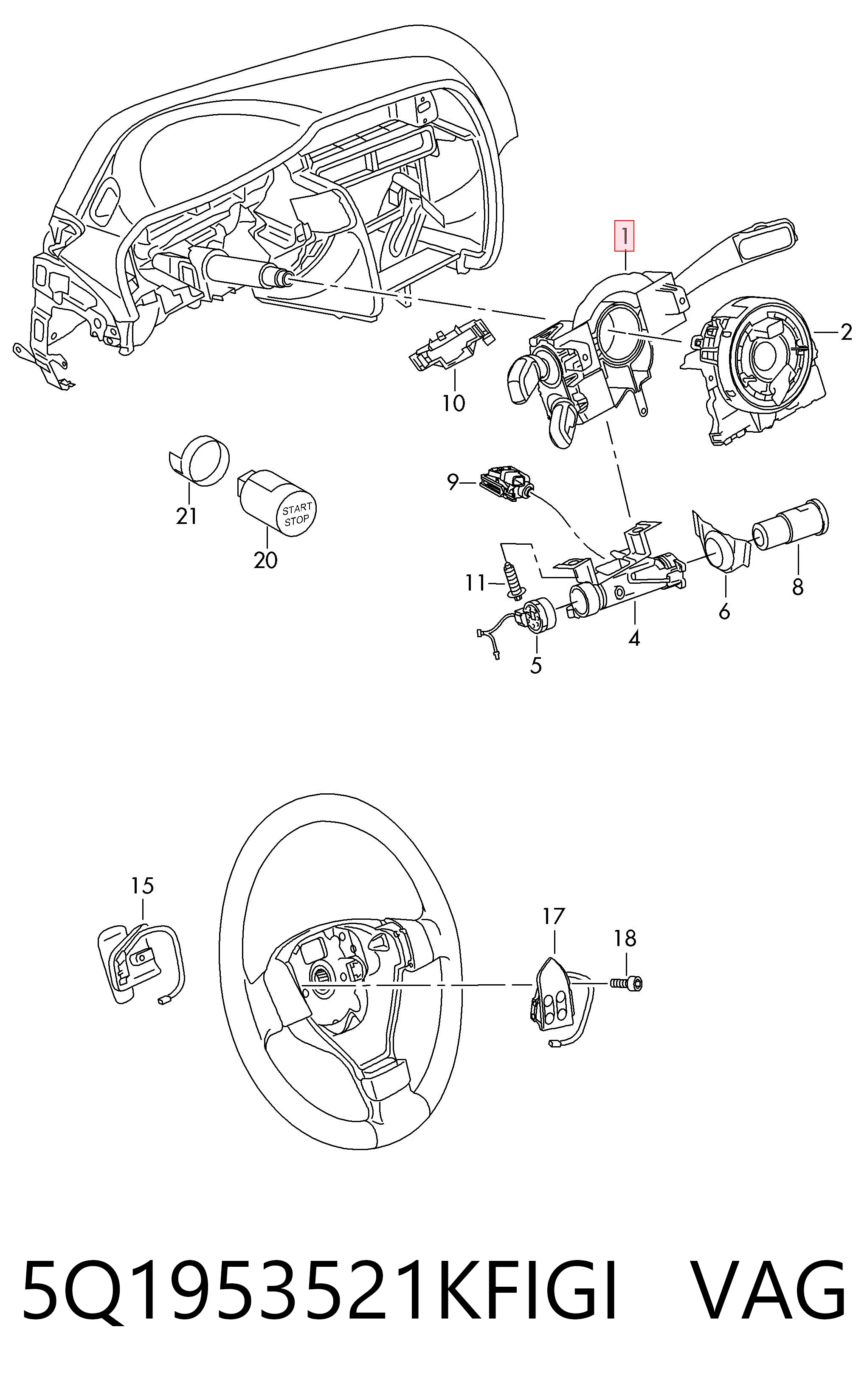 Перемикачі VAG 5Q1953521KFIGI ціна, від 37.29 USD