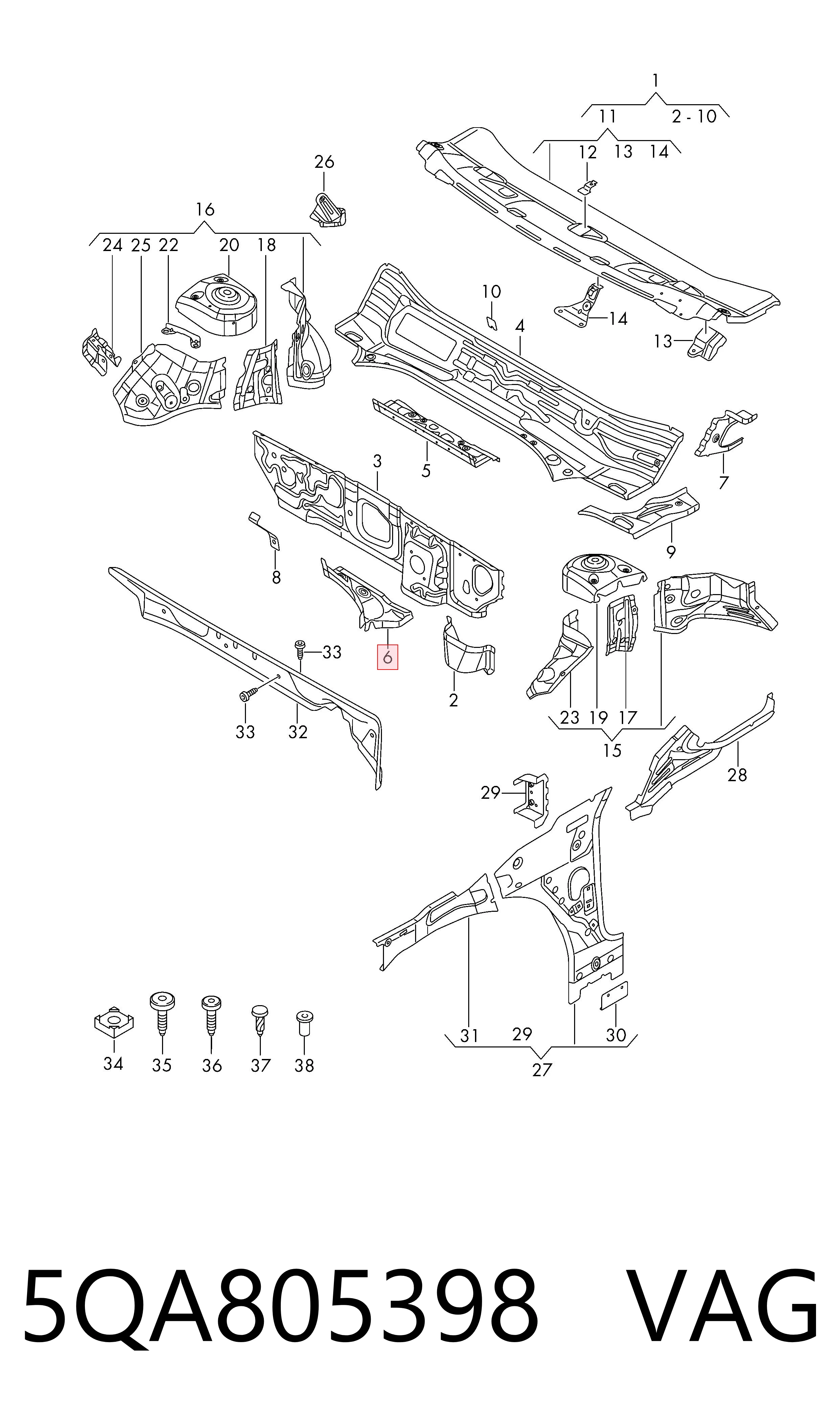  VAG 5QA805398 ціна, від 54.59 USD