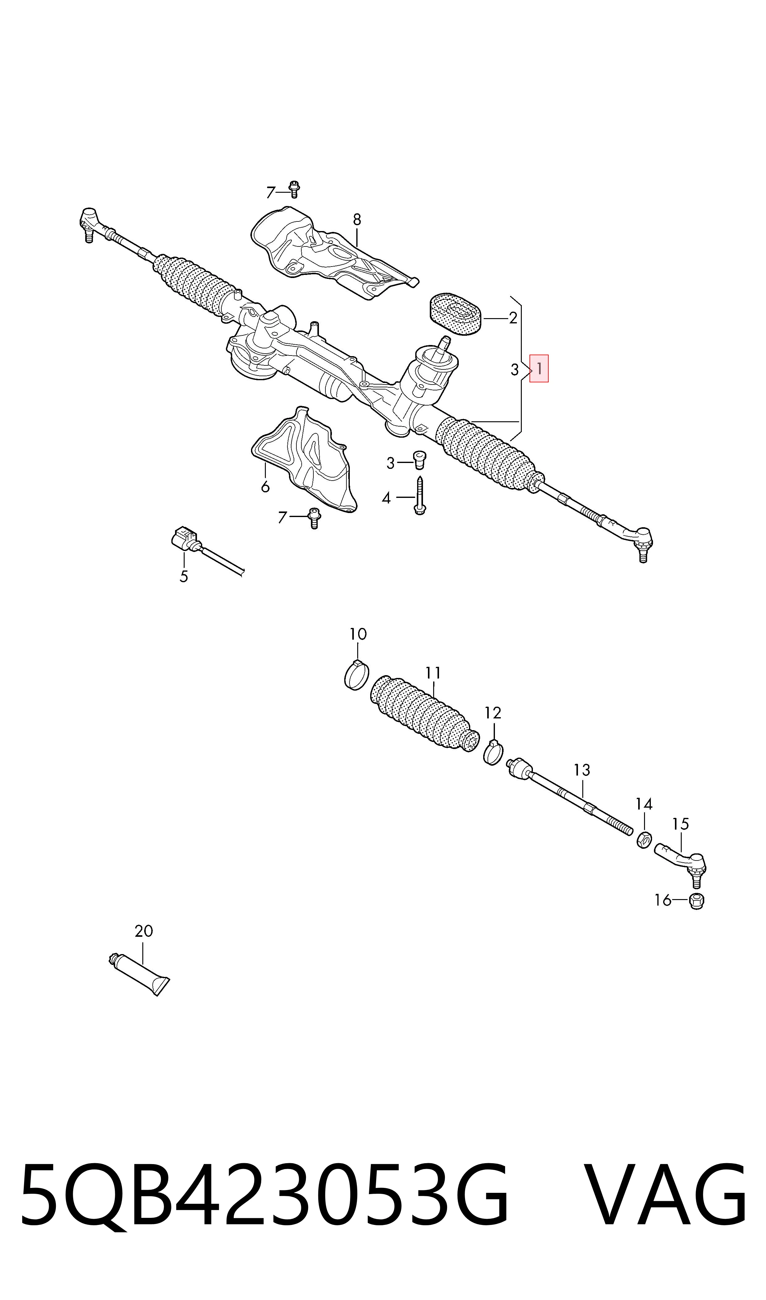 5QB423053G VAG Рейковий рульовий механізм