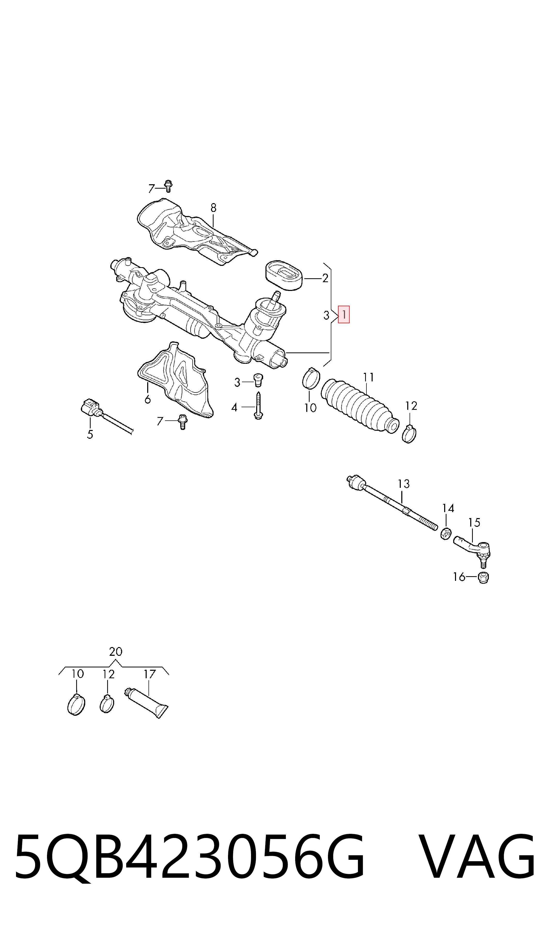 Управління рульове в зборі VAG 5QB423056G ціна, від 648.98 USD