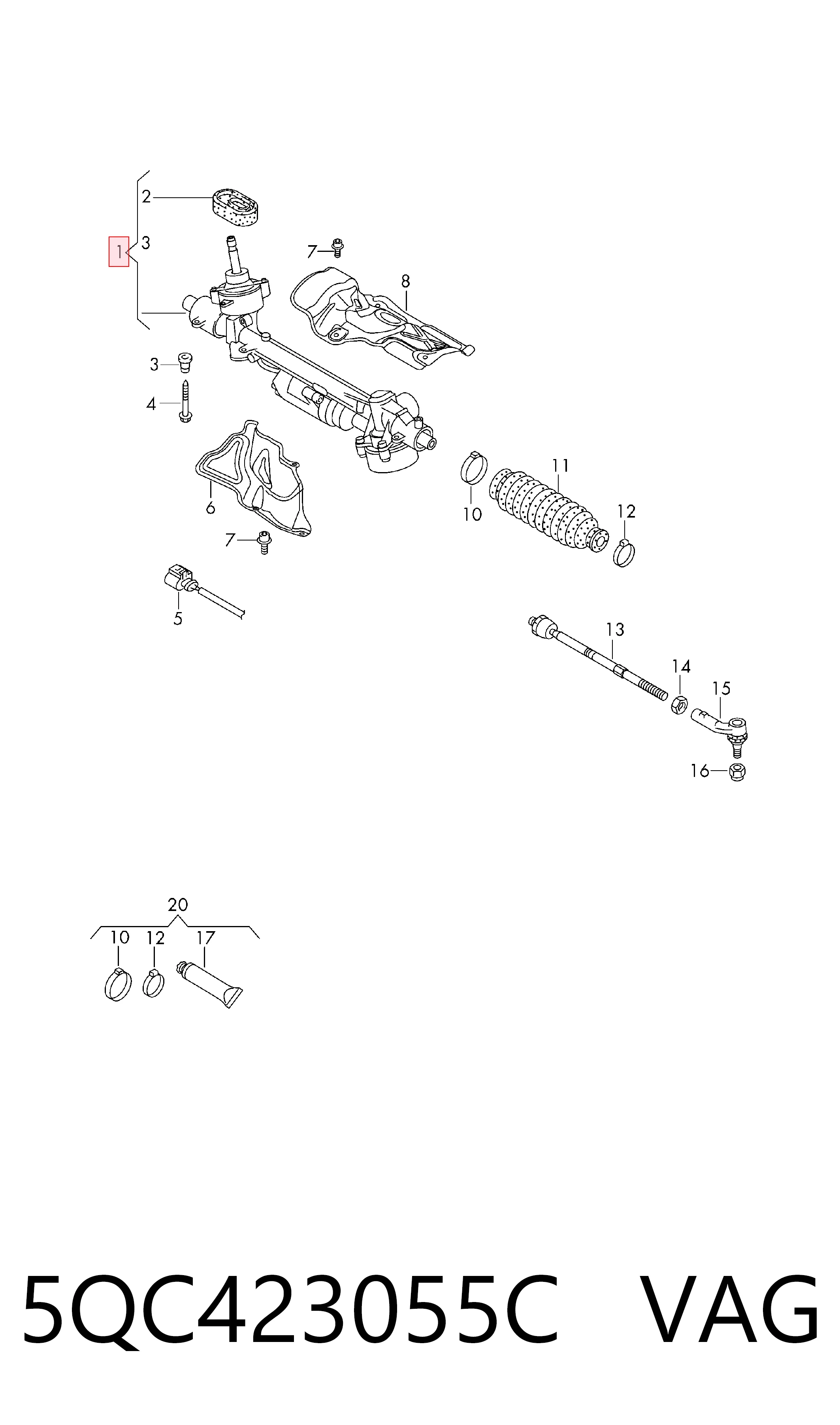 5QC423055C VAG Рейковий рульовий механізм