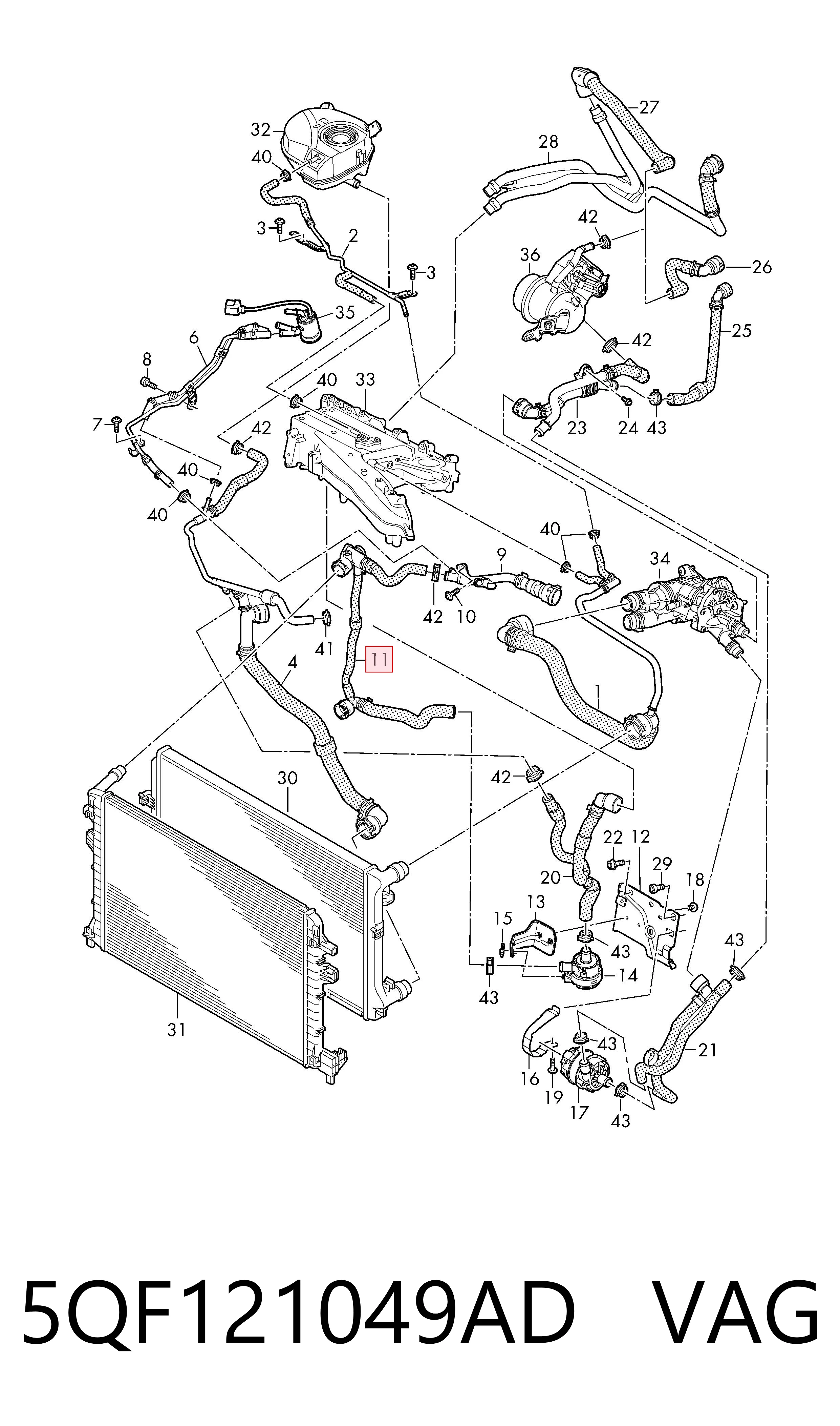 5QF121049AD VAG Патрубок системи охолодження