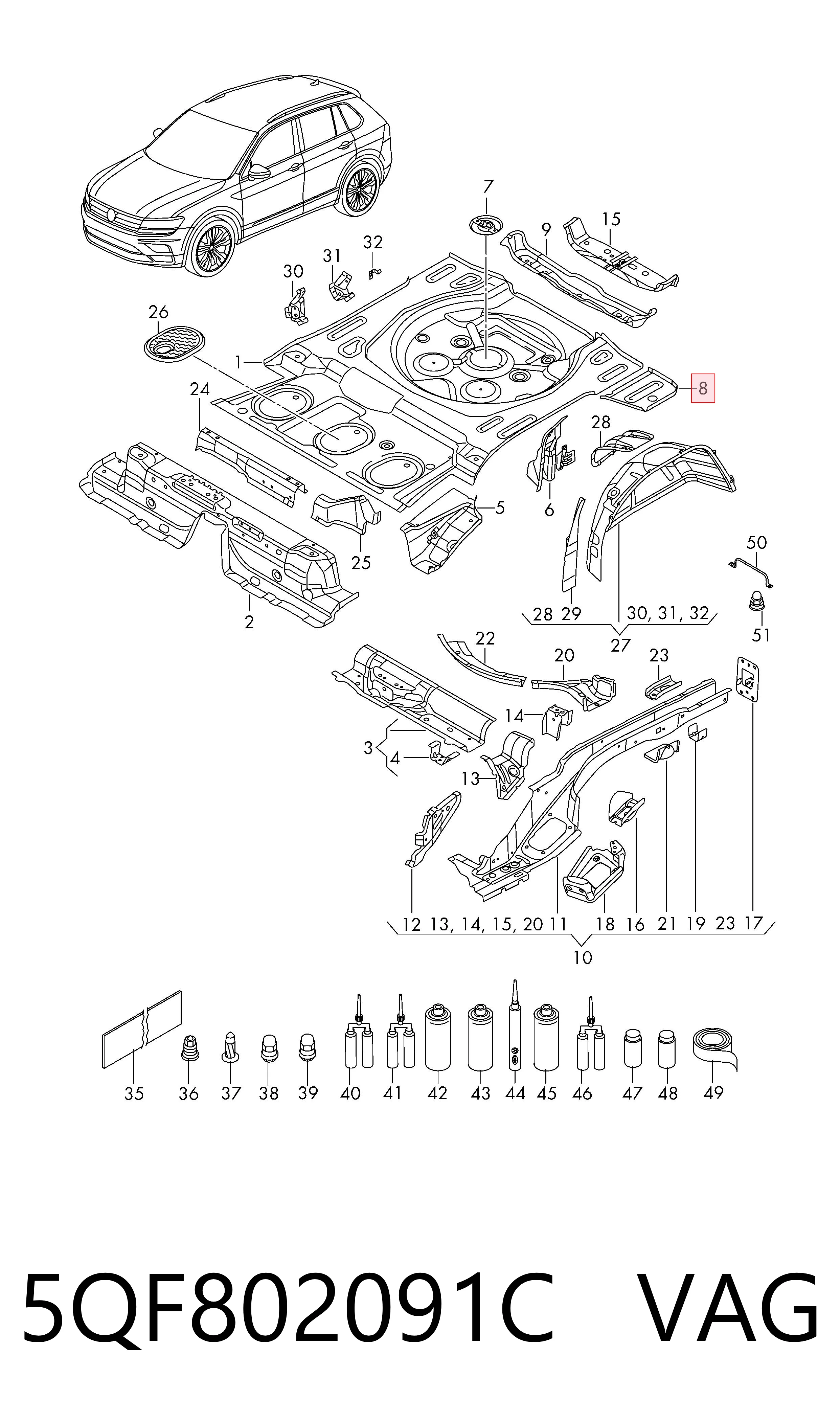 5QF802091C VAG Підлога кузова