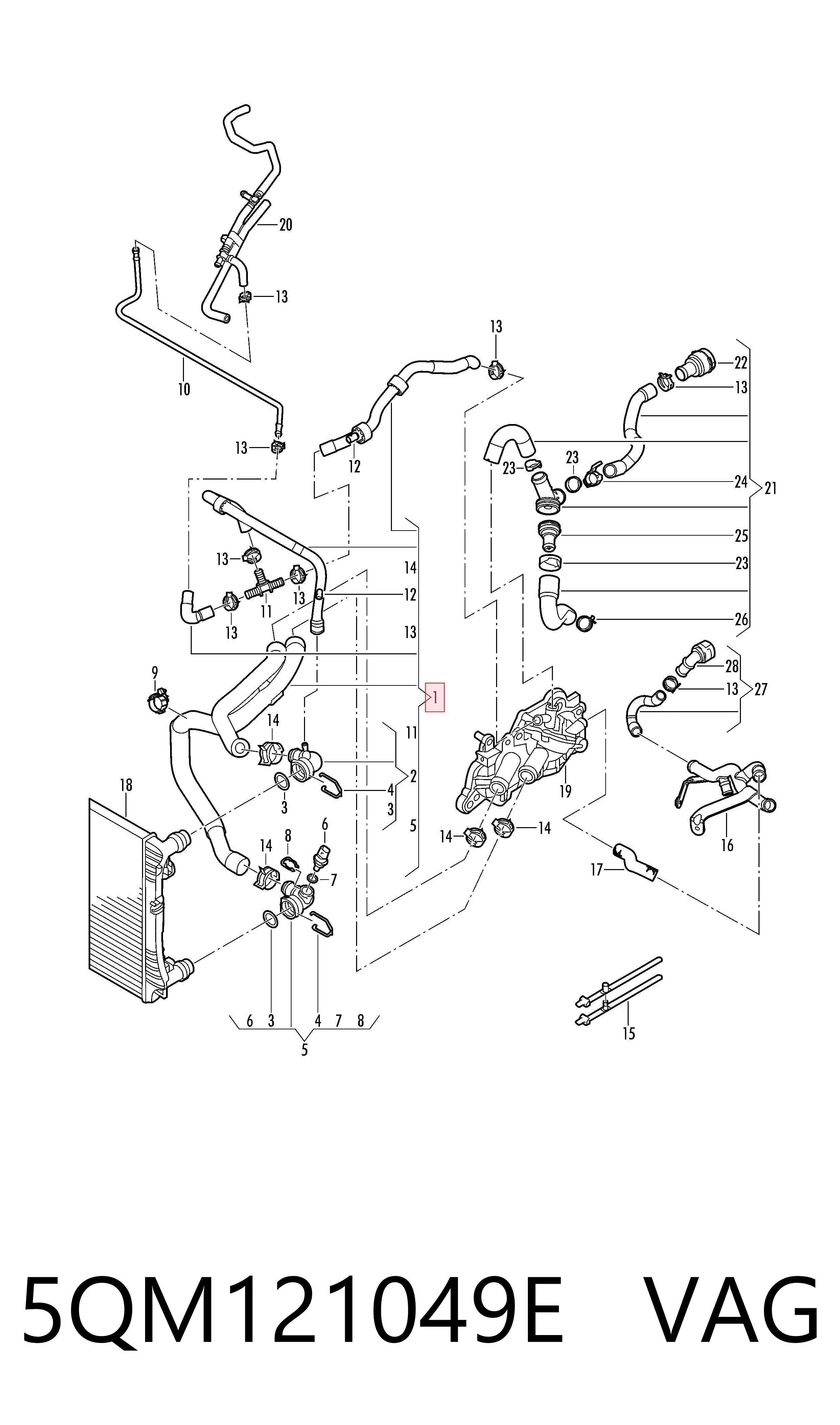  VAG 5QM121049E ціна, від 72.20 USD