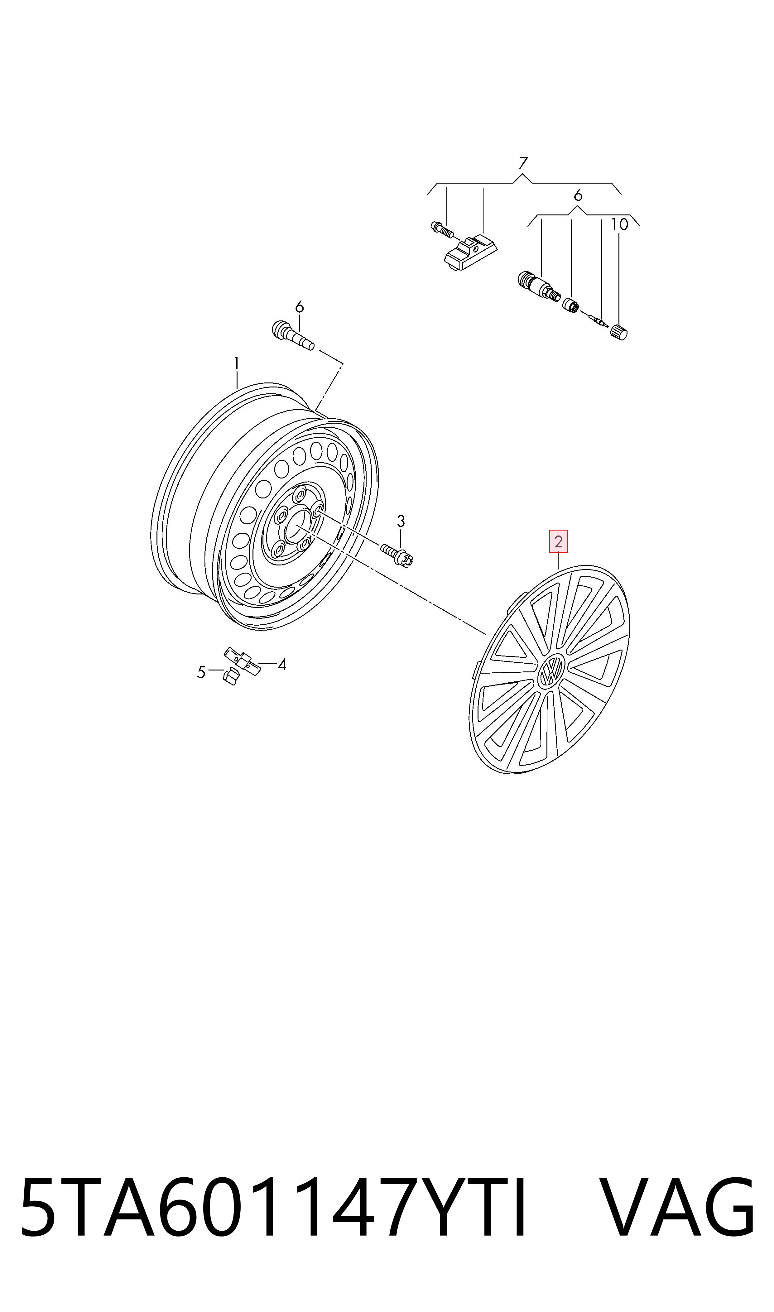 5TA601147YTI VAG Ковпаки на колеса