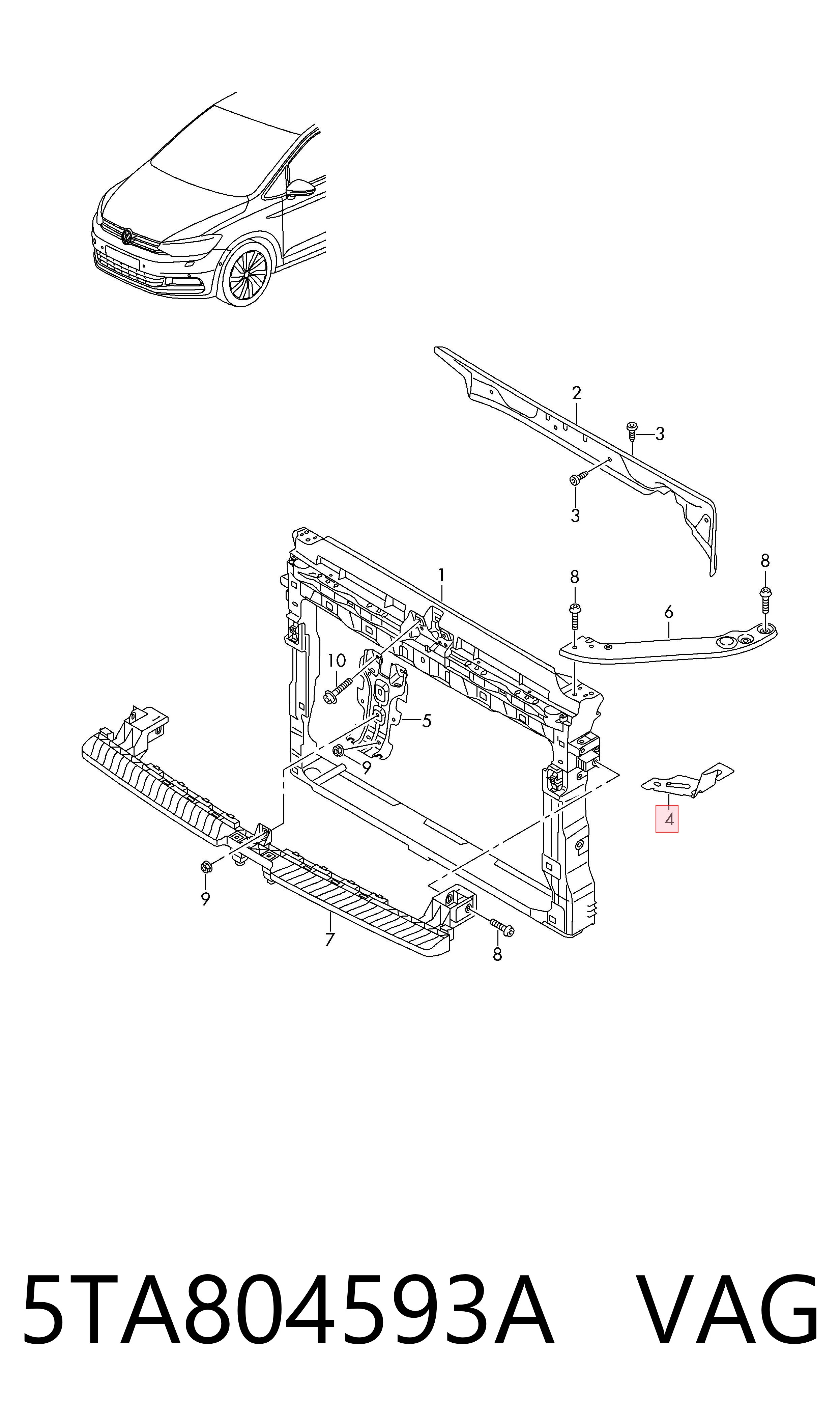 5TA804593A VAG Кріплення фари передньої, лівої